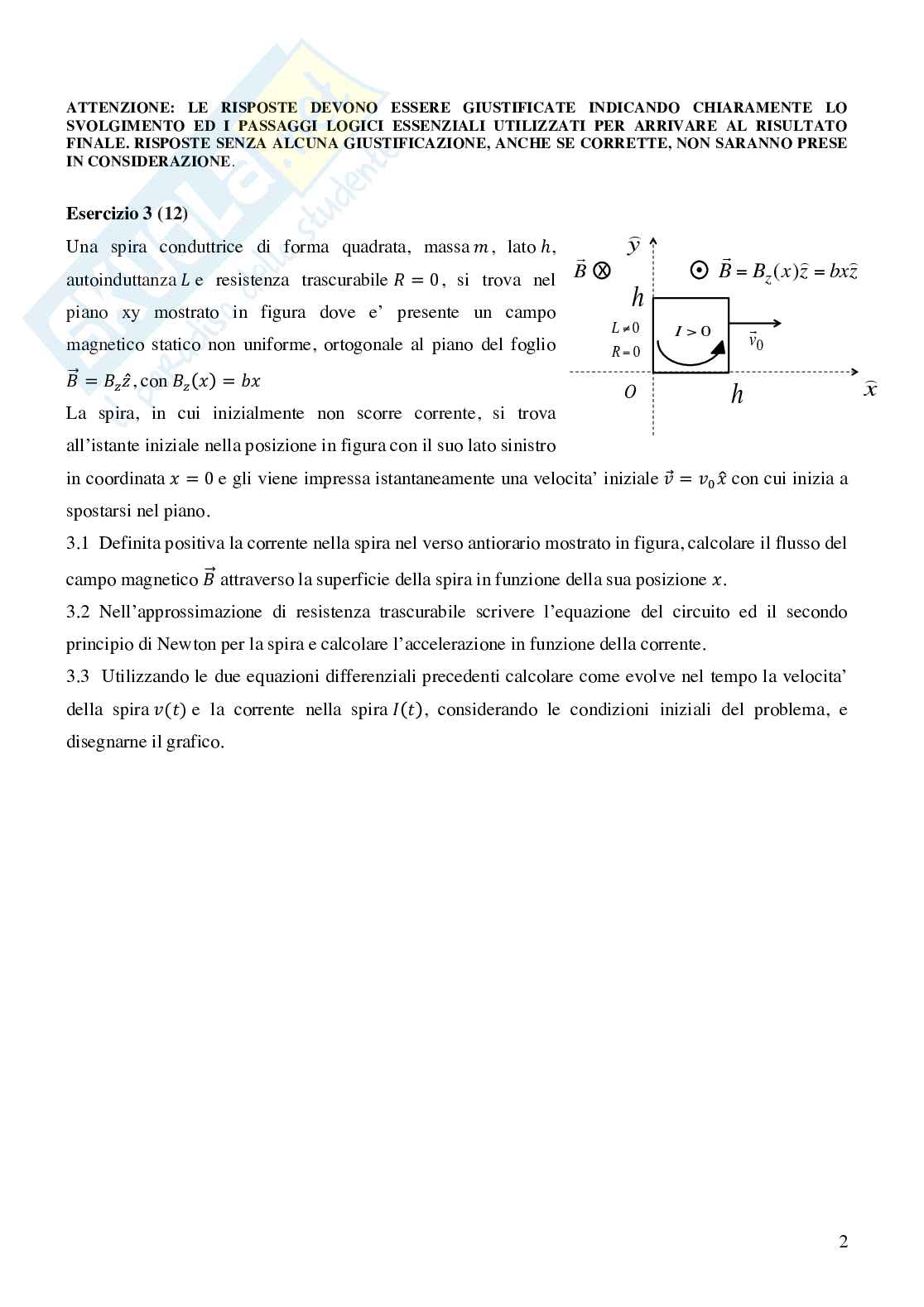 Fisica II - Prove d'esame (con soluzioni) - 2016 Pag. 2