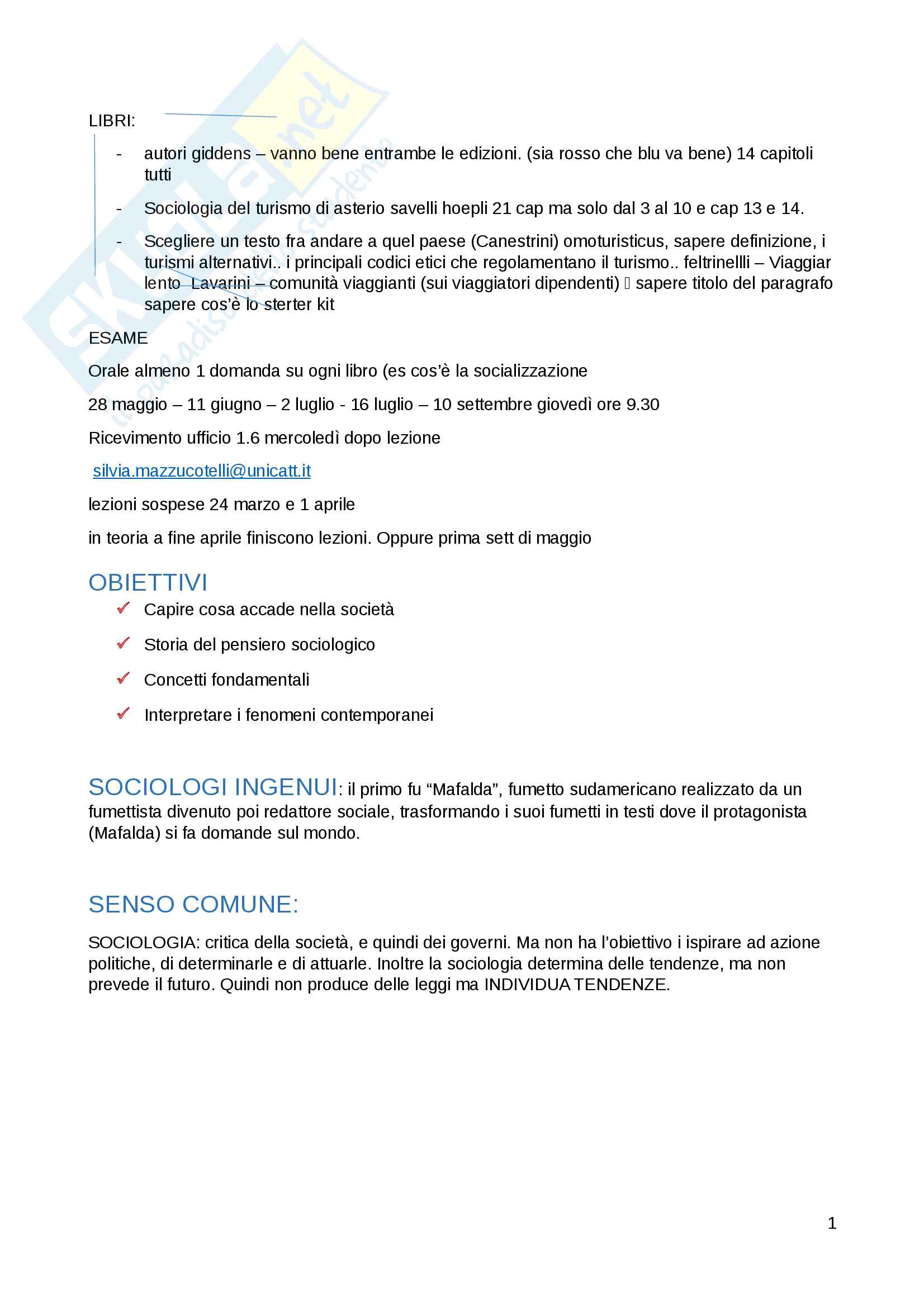 Appunti sociologia generale Pag. 1