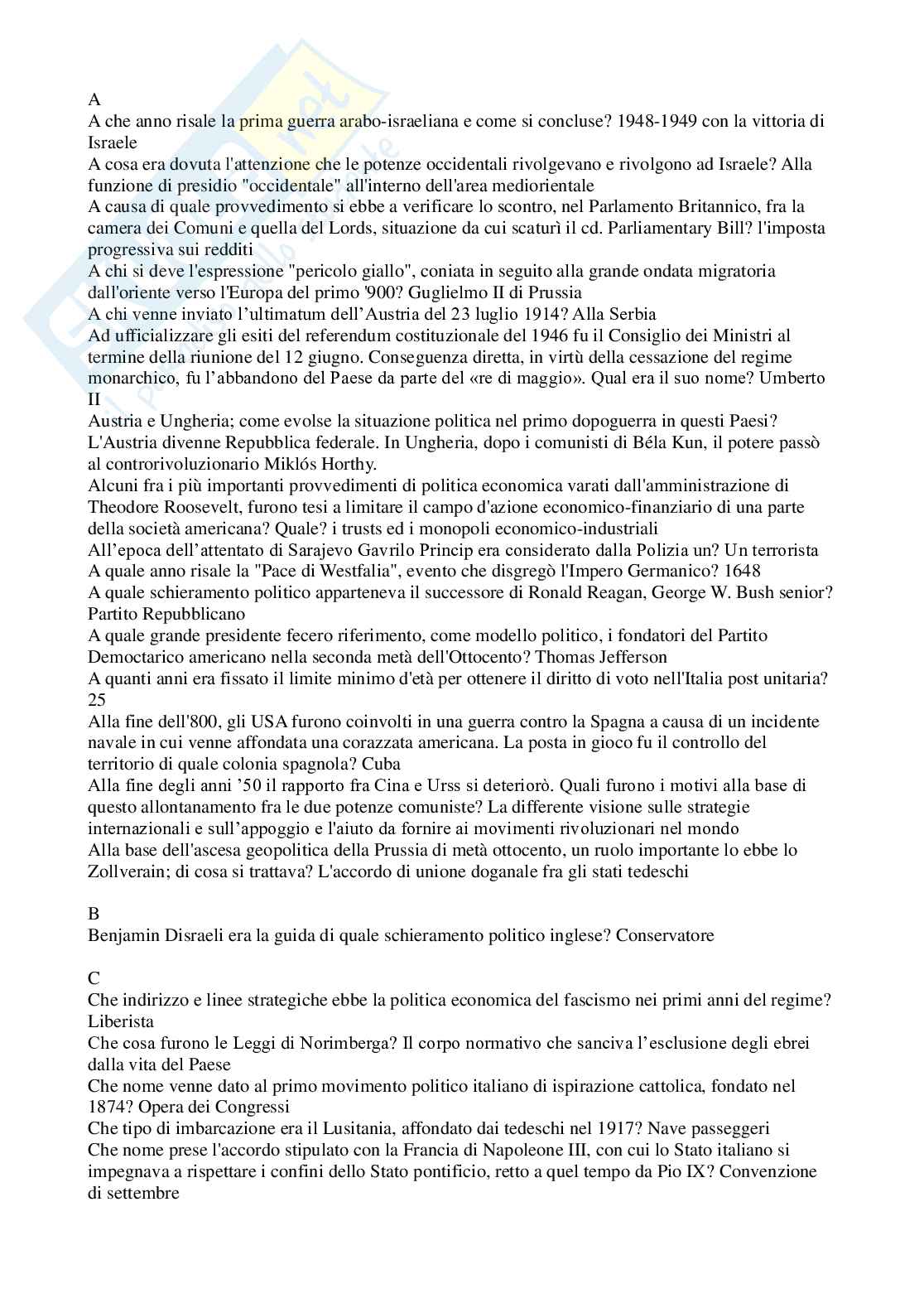 Paniere in ordine alfabetico di Storia contemporanea Pag. 1