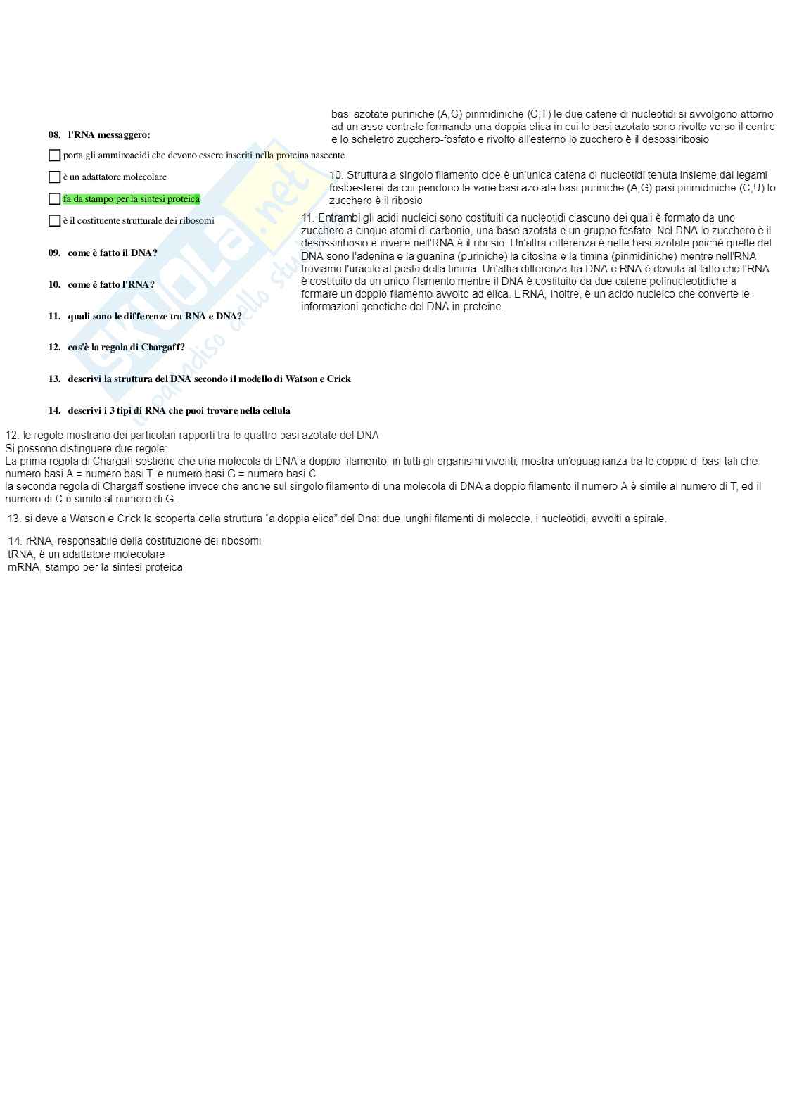 Paniere Biologia applicata - Risposte multiple Pag. 21