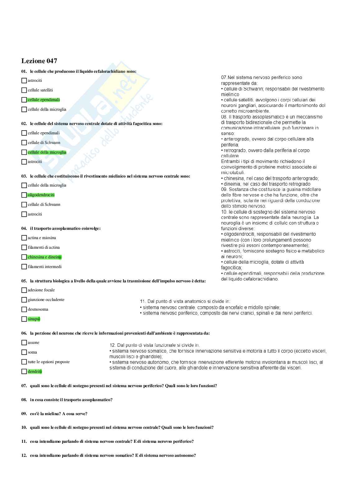 Paniere Biologia applicata - Risposte multiple Pag. 76