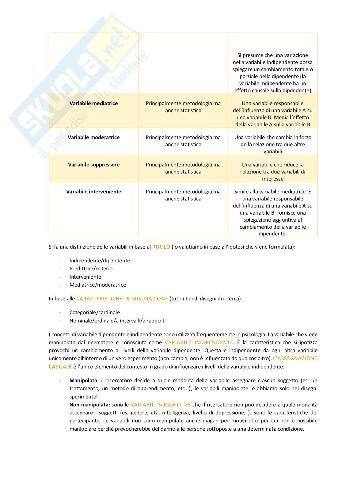 Appunti di Metodologia della ricerca psicologica 1 Pag. 11
