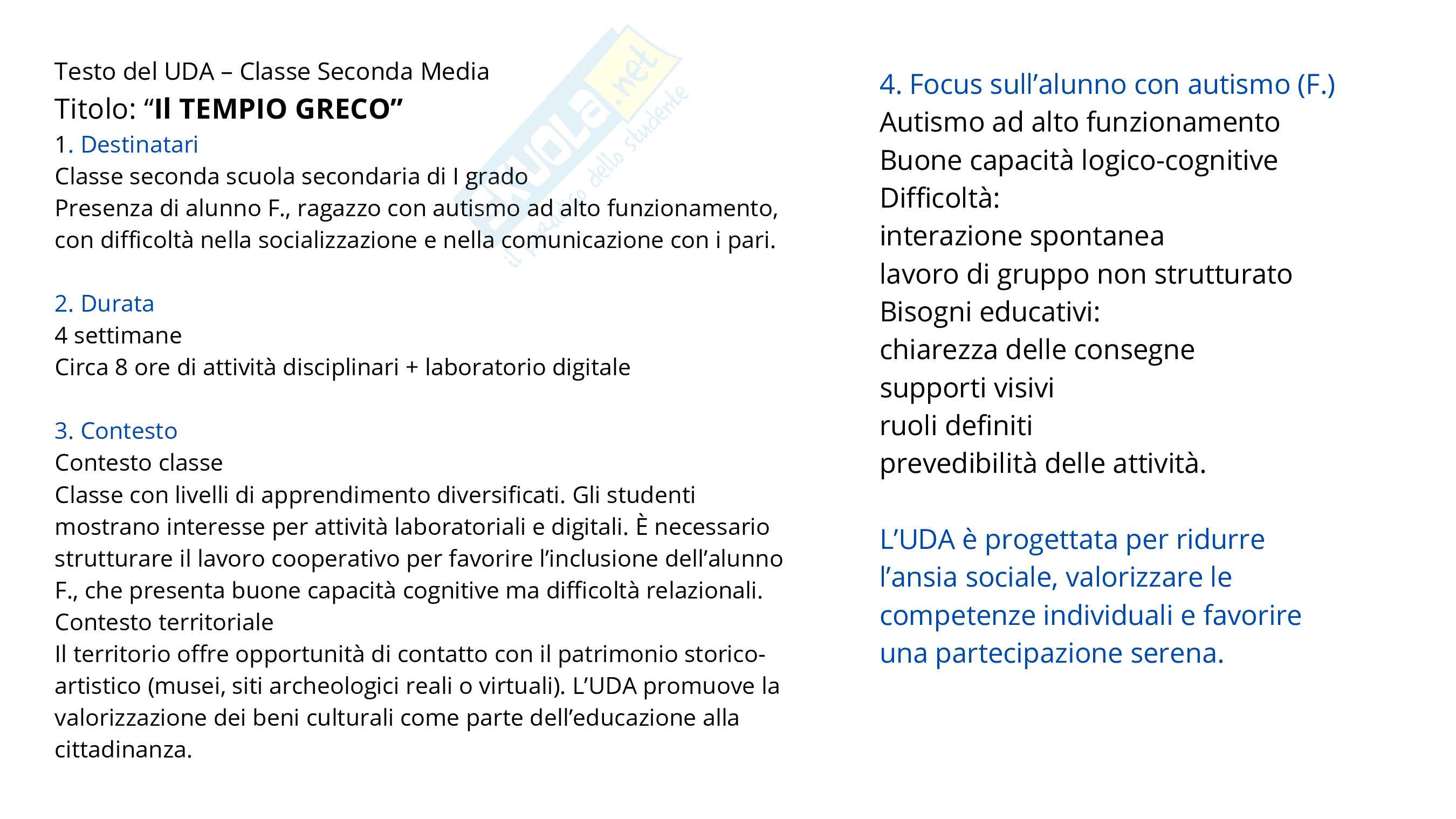 Progetto di Tirocinio (autismo): il tempio greco Pag. 2