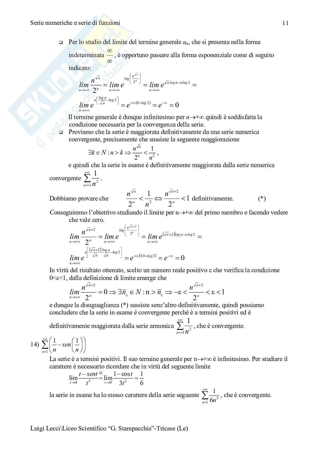 17 esercizi svolti sulle serie numeriche Pag. 11