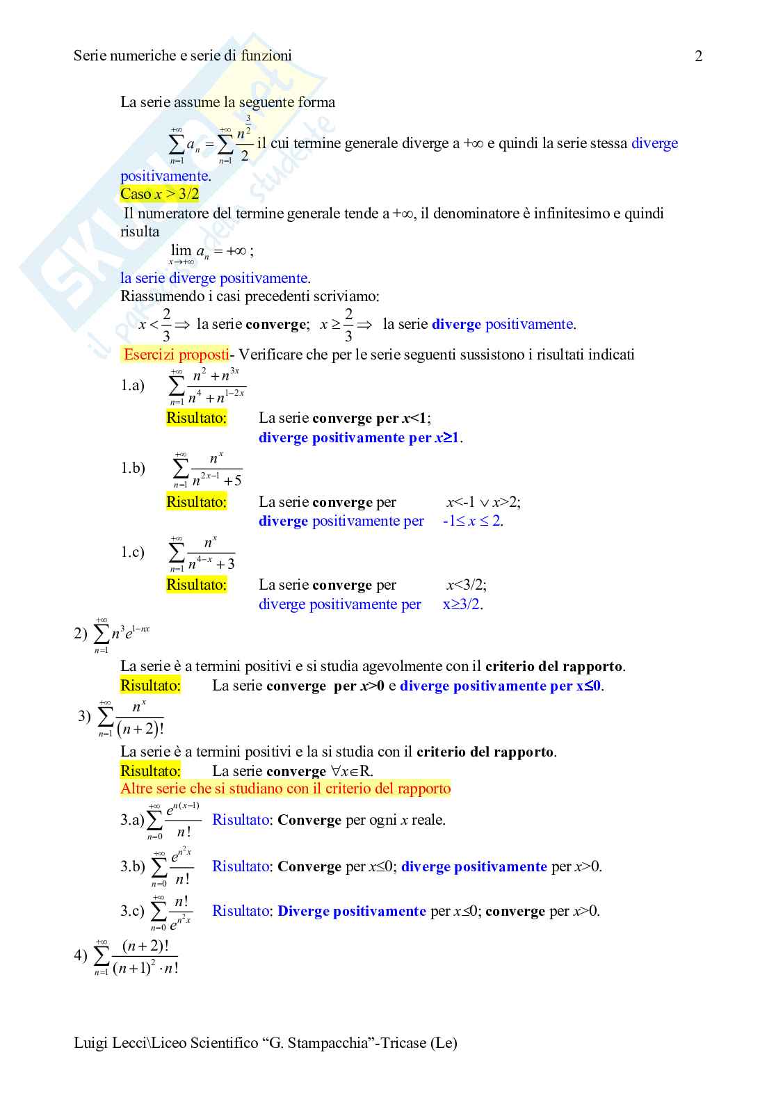 17 esercizi svolti sulle serie numeriche Pag. 2