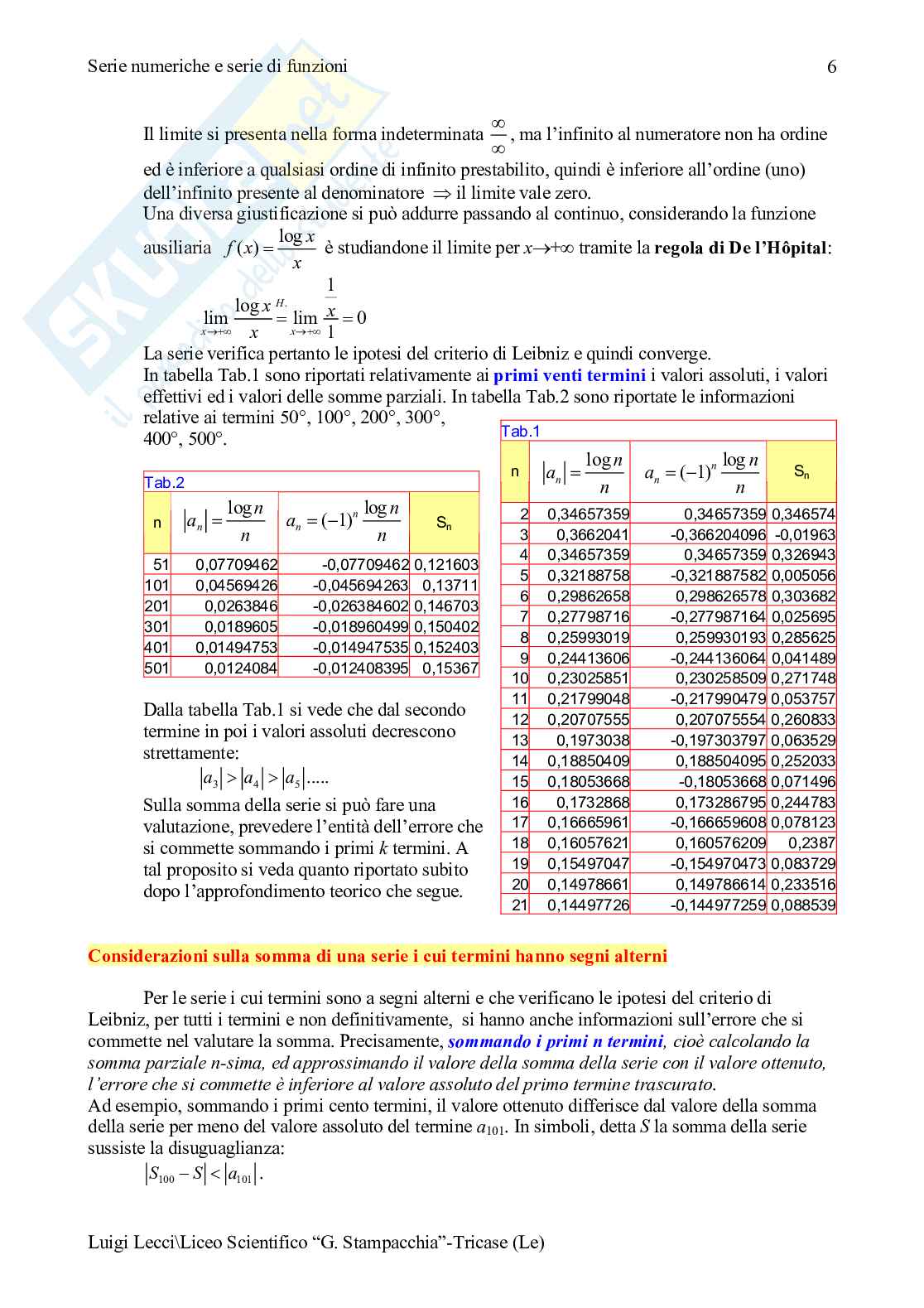 17 esercizi svolti sulle serie numeriche Pag. 6