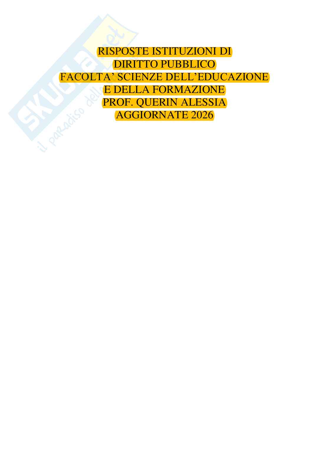 Risposte domande chiuse Istituzioni di diritto pubblico aggiornate 2026 Pag. 1