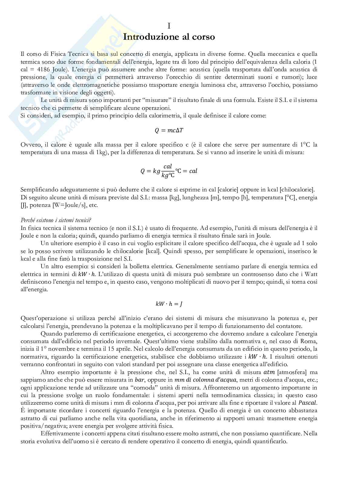 Appunti completi di Fisica tecnica ambientale Pag. 1