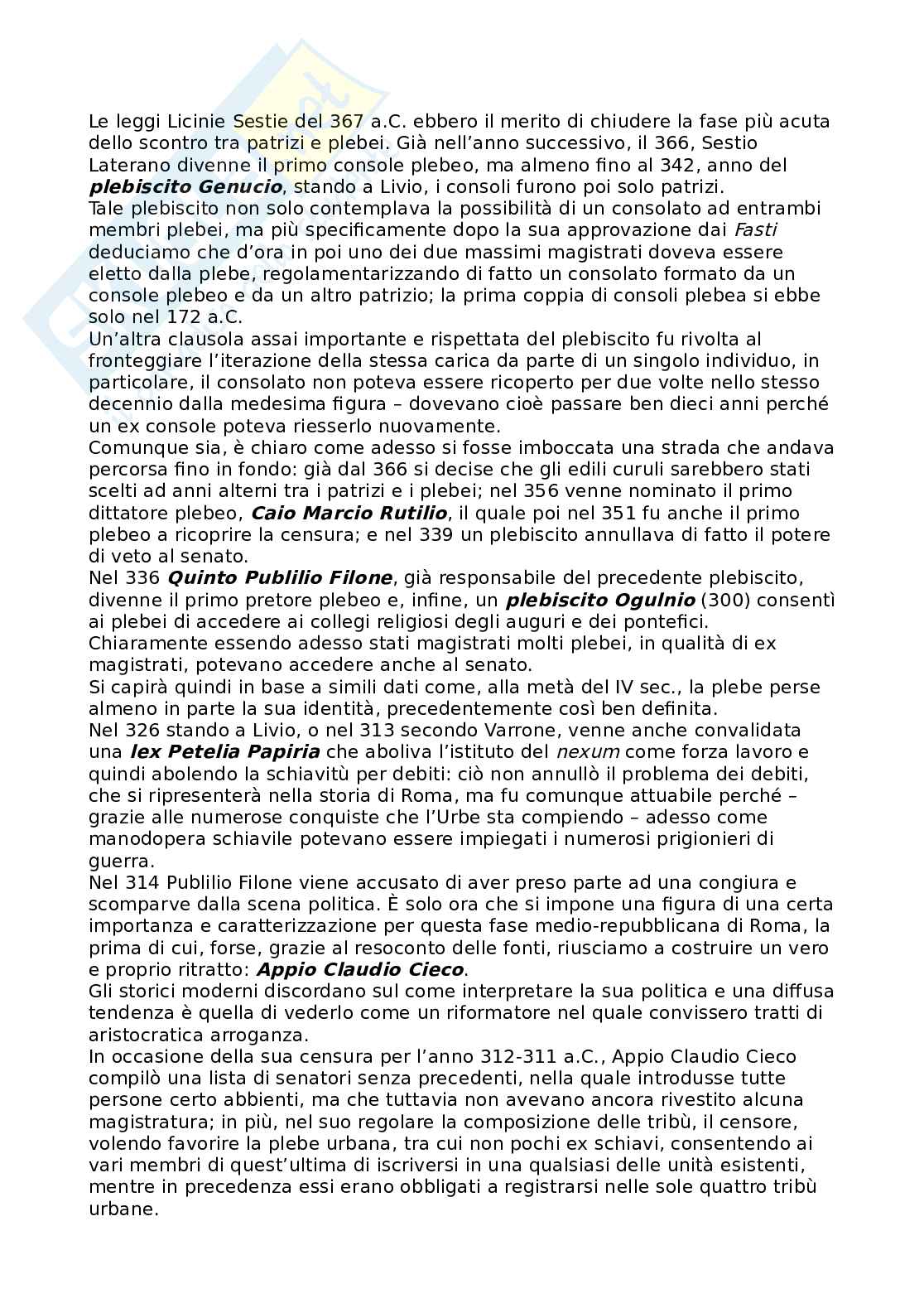 Riassunto esame Storia romana, Prof. Tantillo Ignazio, libro consigliato Storia romana, Geraci, Marcone Pag. 16