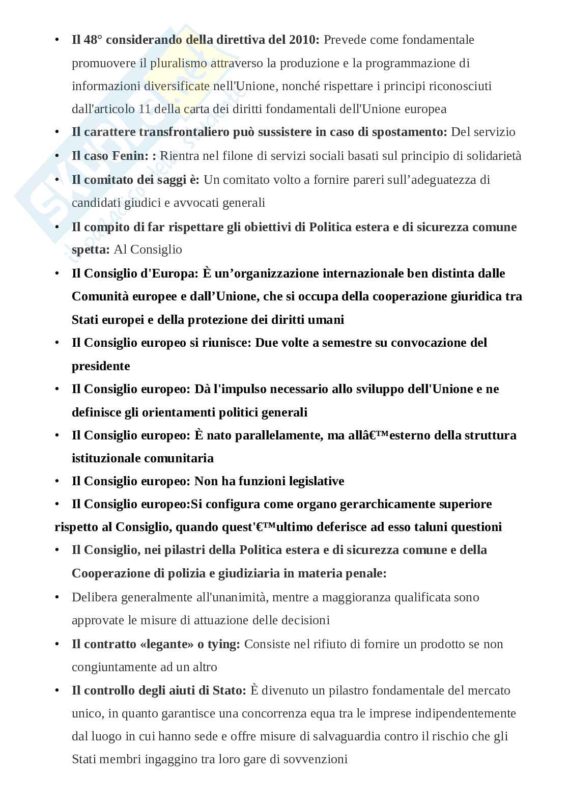 Paniere Diritto dell'Unione Europea, aggiornato e completo di tutte le domande con Extra. In ordine  Pag. 66