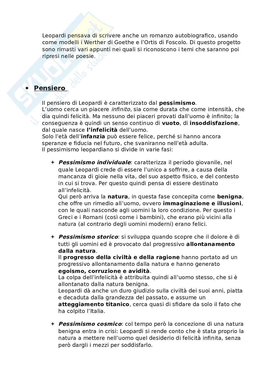 Leopardi, Giacomo - Biografia, opere e poetica Pag. 2