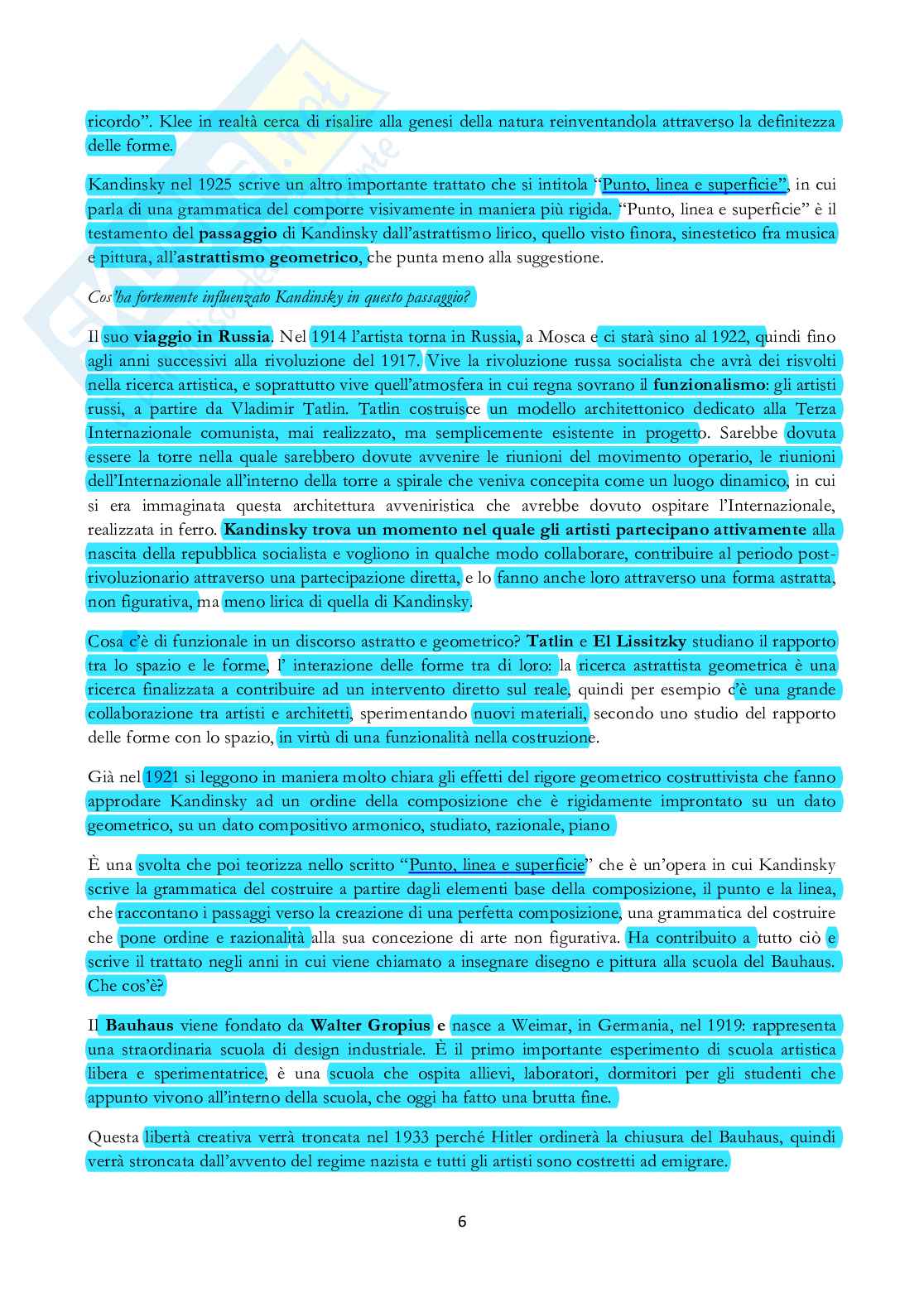 Appunti di Arte contemporanea su Kandinsky Pag. 6