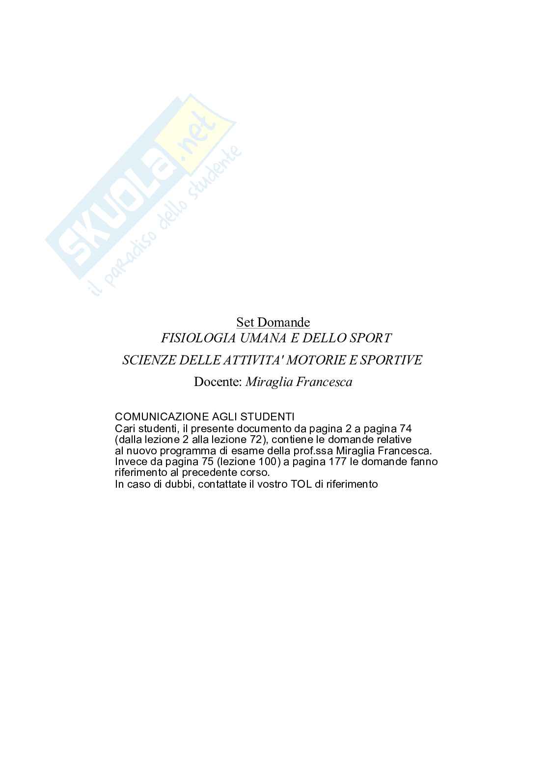 Paniere Fisiologia umana e dello sport (2026) - Risposte multiple corrette Pag. 2