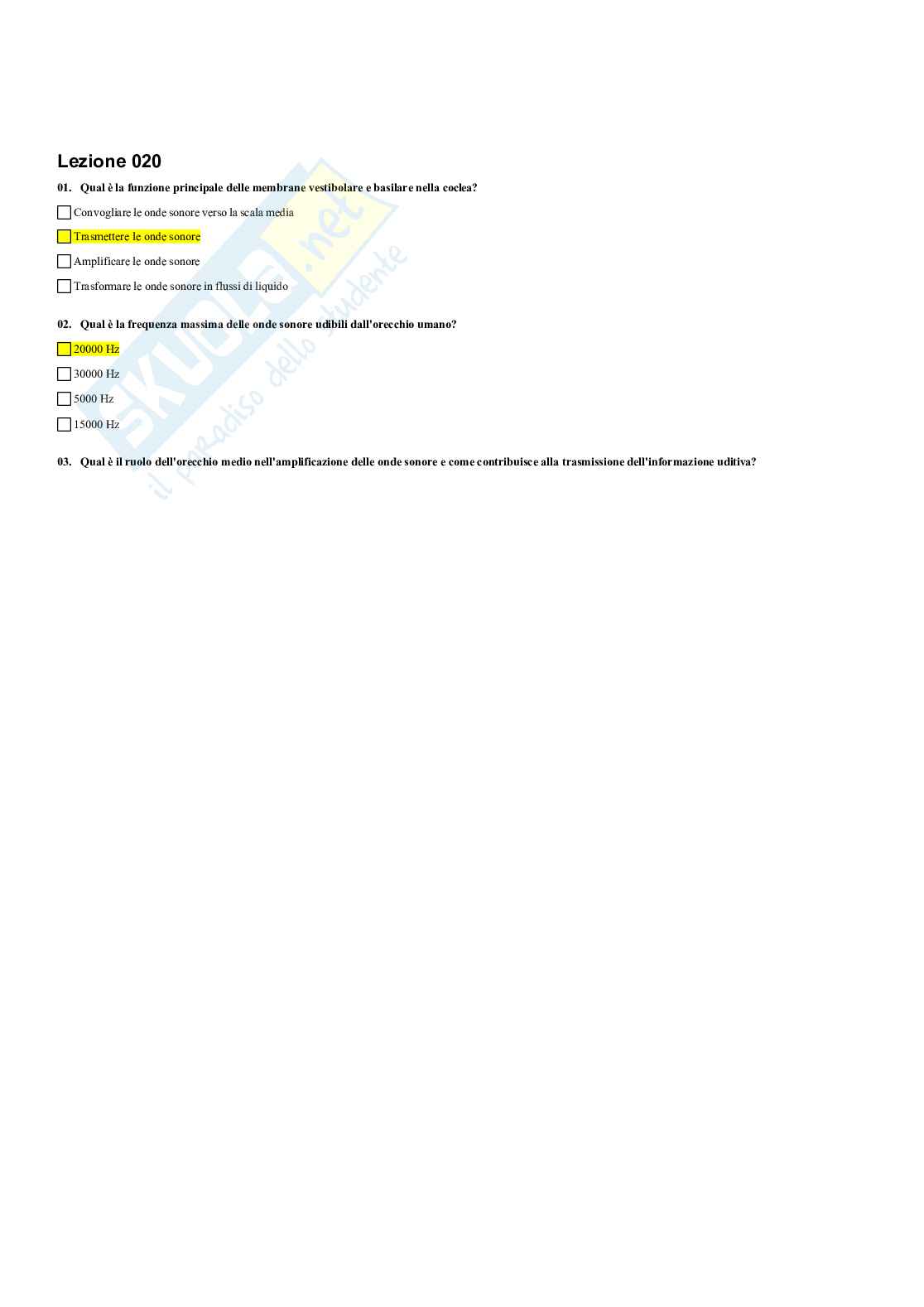 Paniere Fisiologia umana e dello sport (2026) - Risposte multiple corrette Pag. 21