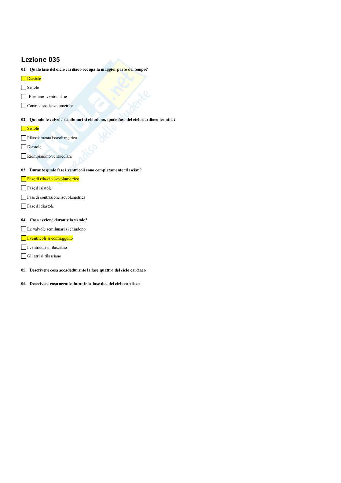 Paniere Fisiologia umana e dello sport (2026) - Risposte multiple corrette Pag. 36