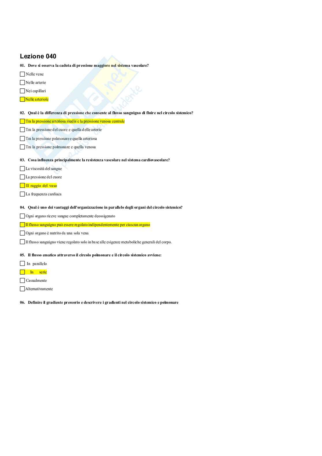 Paniere Fisiologia umana e dello sport (2026) - Risposte multiple corrette Pag. 41