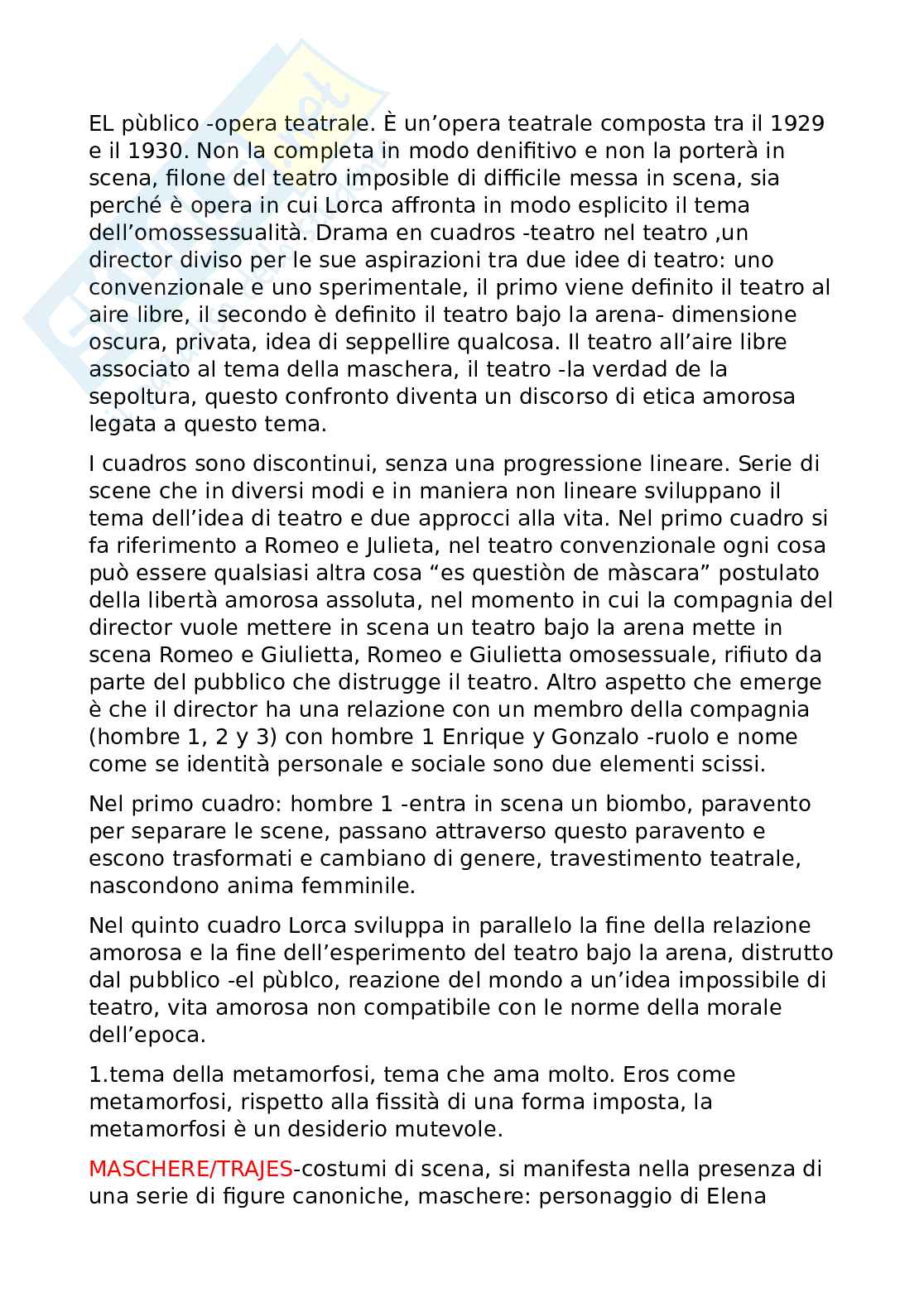 Letteratura teatrale spagnola con focus su Federico Garcia Lorca Pag. 81
