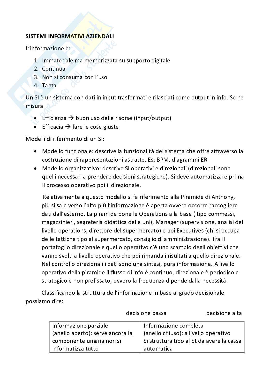 Sistemi Informativi aziendali Pag. 1