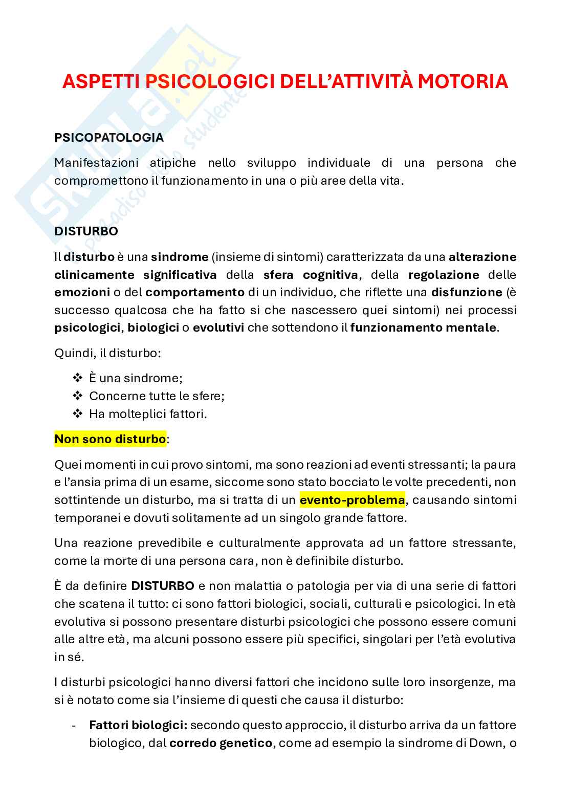 Appunti discorsivi e schematici di psicologia dello sviluppo Pag. 1