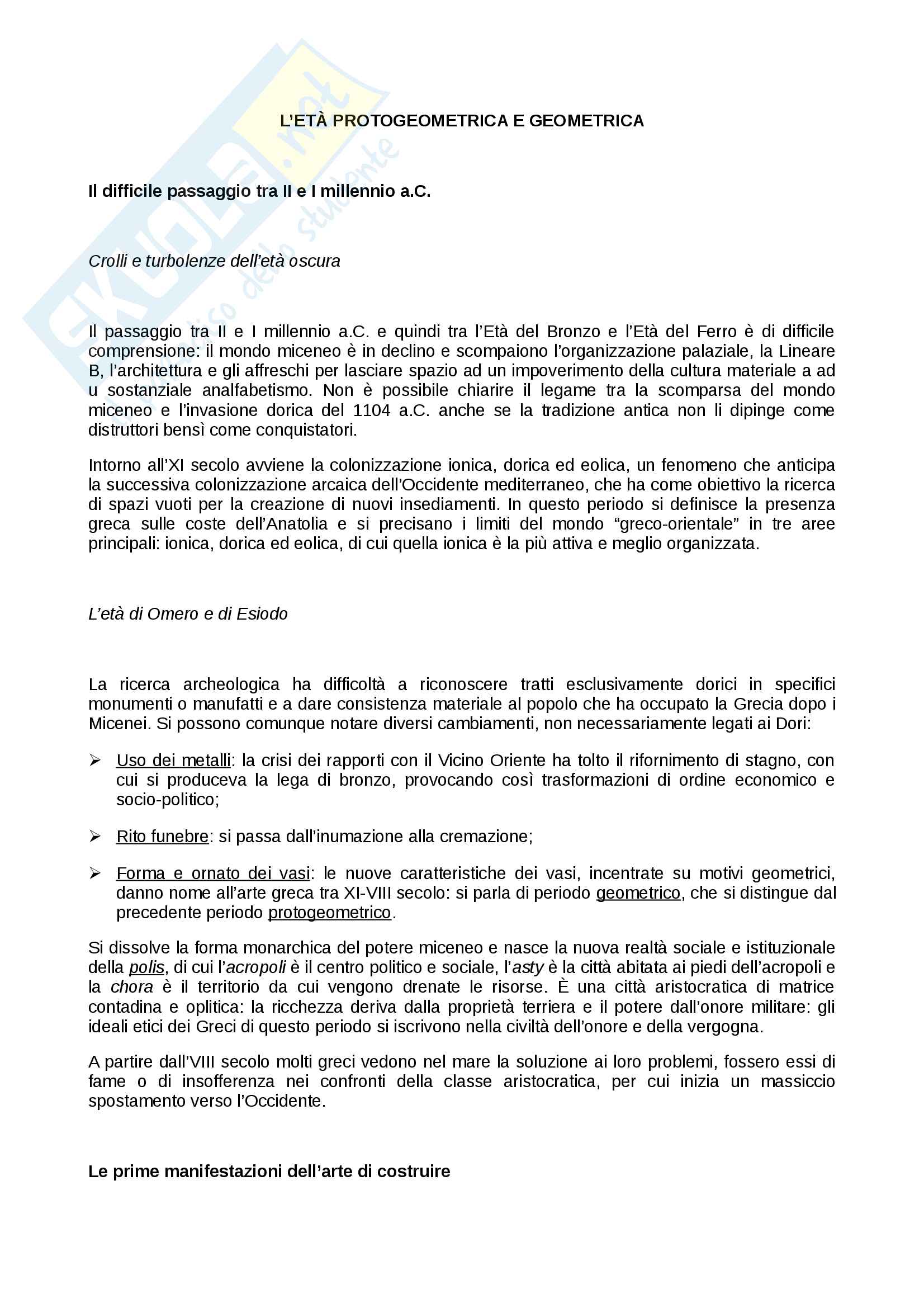 Riassunto esame Arte greca, prof. Barbanera, libro consigliato Arte greca, Bejor Pag. 1