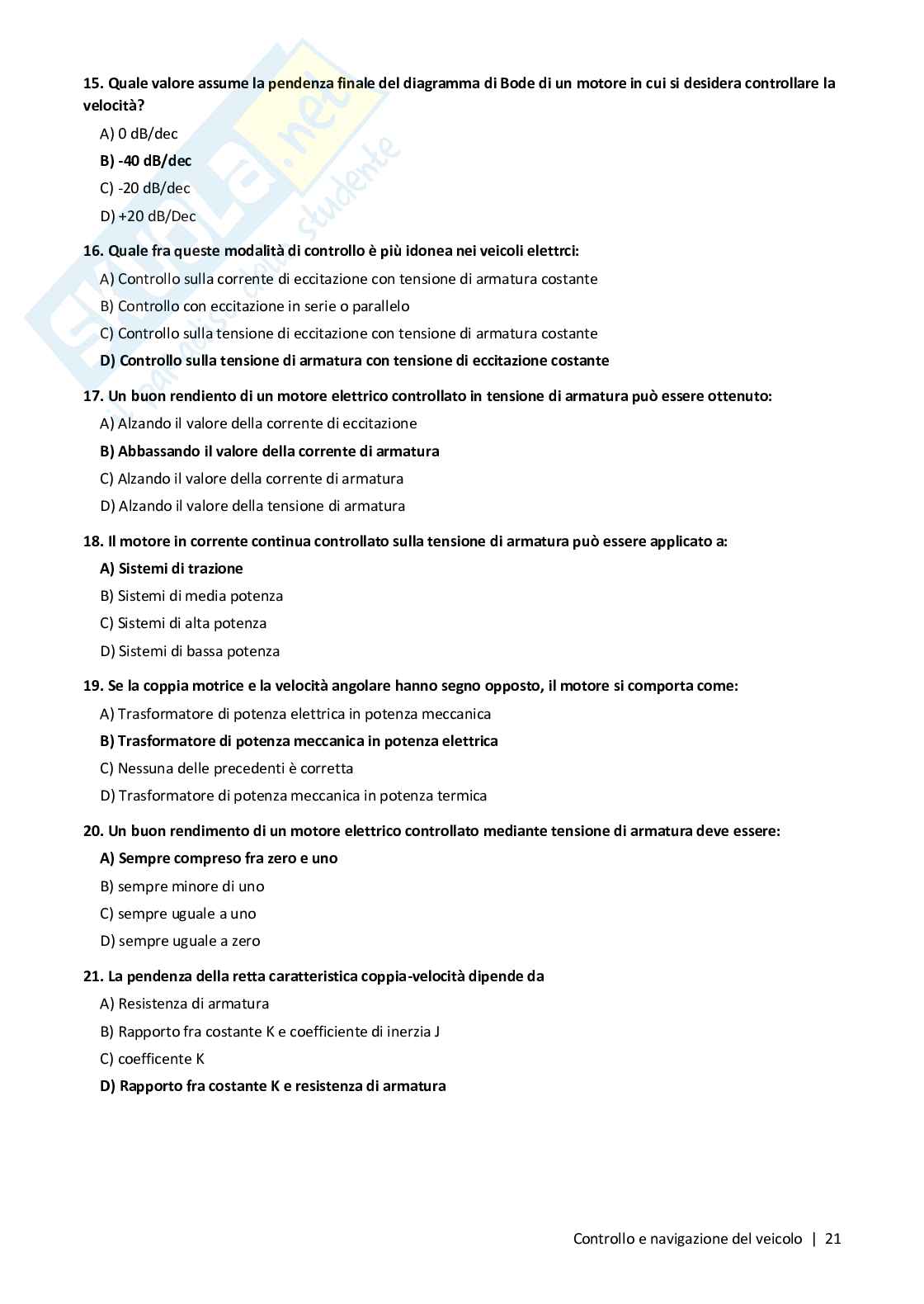 Quiz risolti Controllo e navigazione del veicolo, 2026 Pag. 21