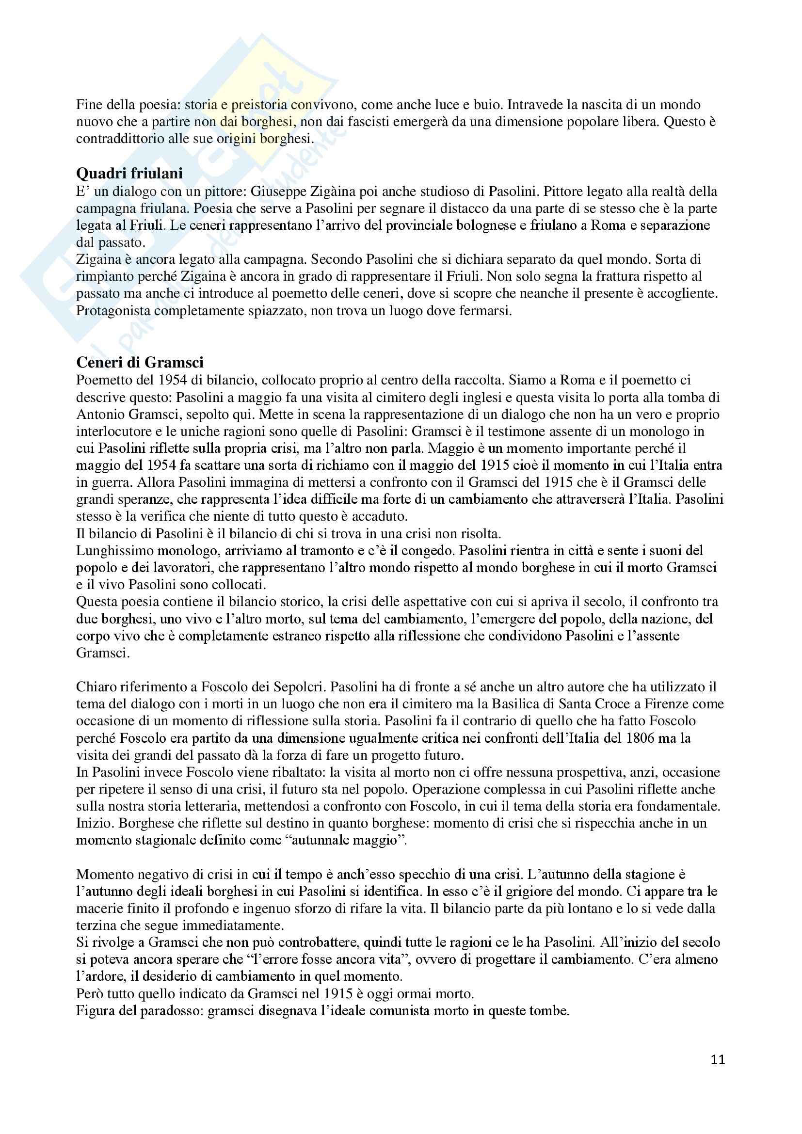 Lezioni, Letteratura italiana contemporanea Pag. 11
