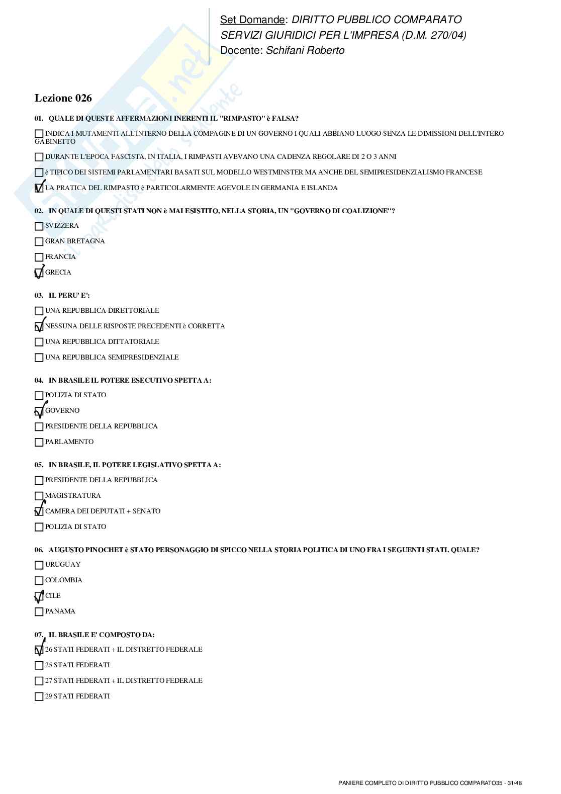 Paniere nuovo completo di Diritto pubblico comparato Pag. 31