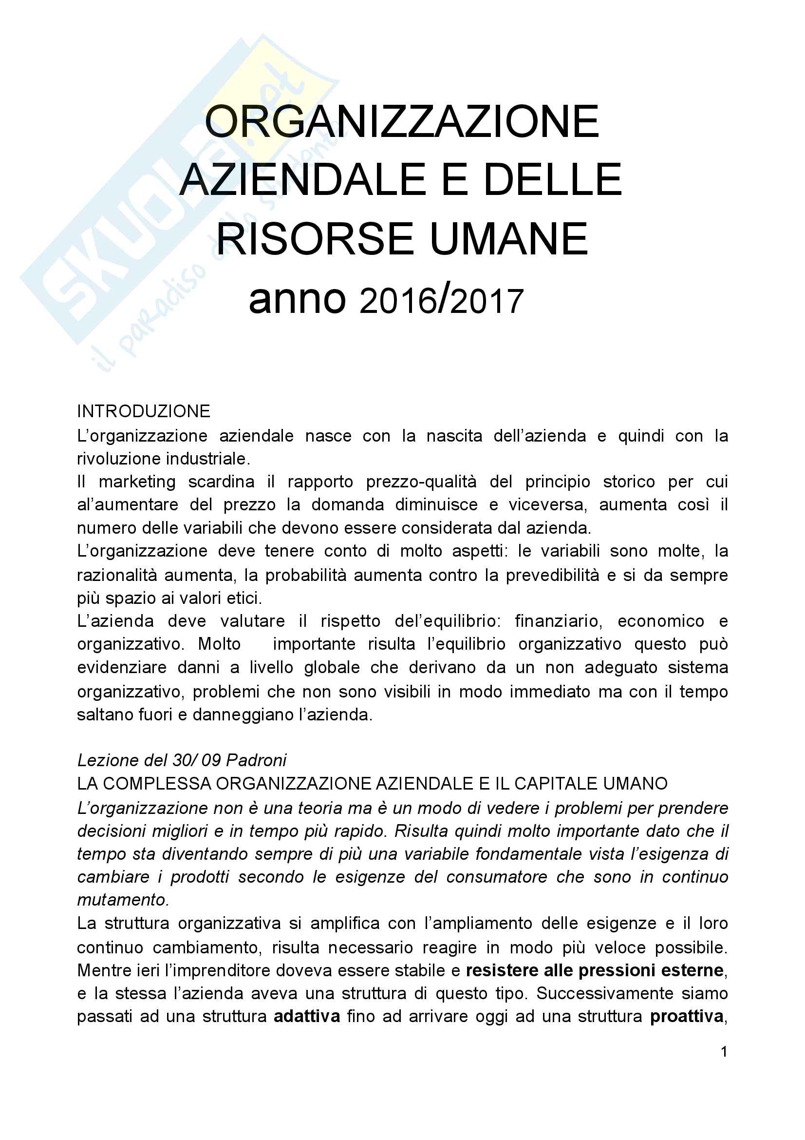 Organizzazione aziendale e risorse umane, Padroni Pag. 1