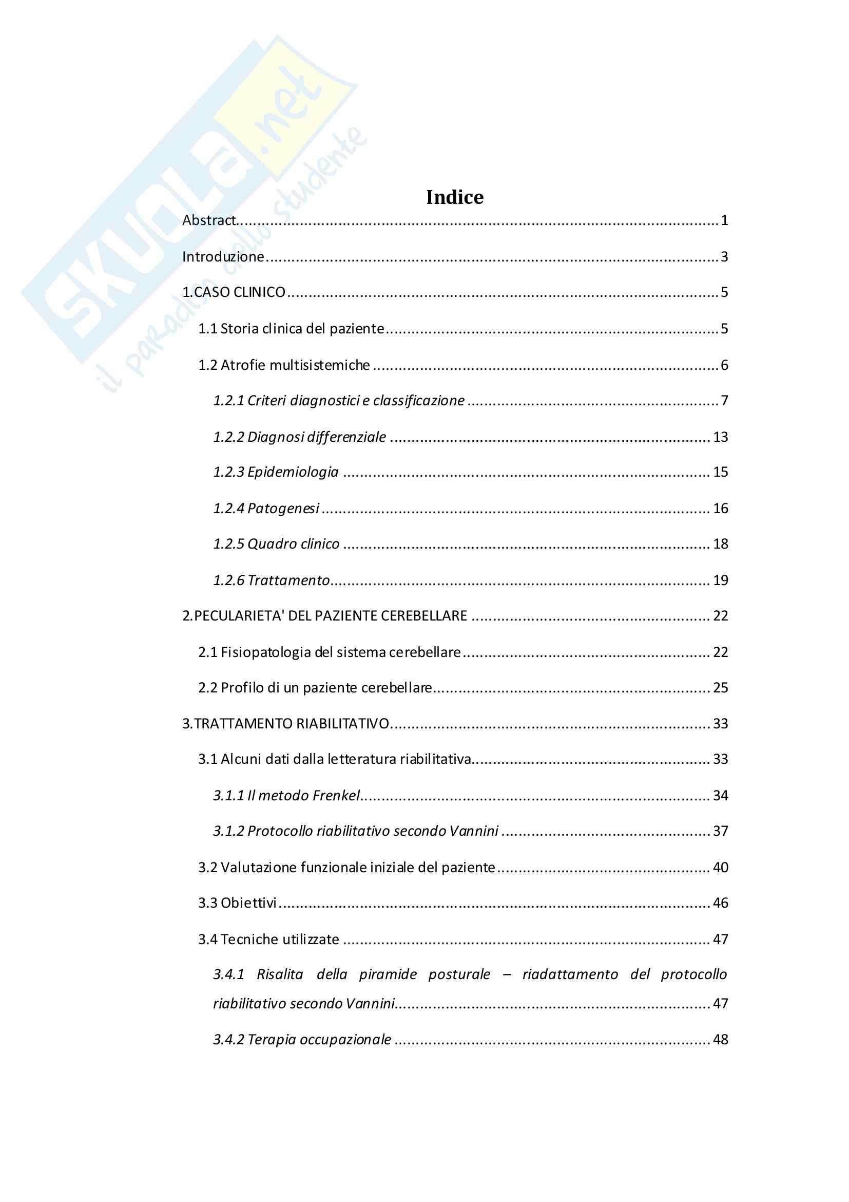 Tesi - Trattamento riabilitativo di un paziente con atrofia multisistemica: descrizione di un caso clinico Pag. 2