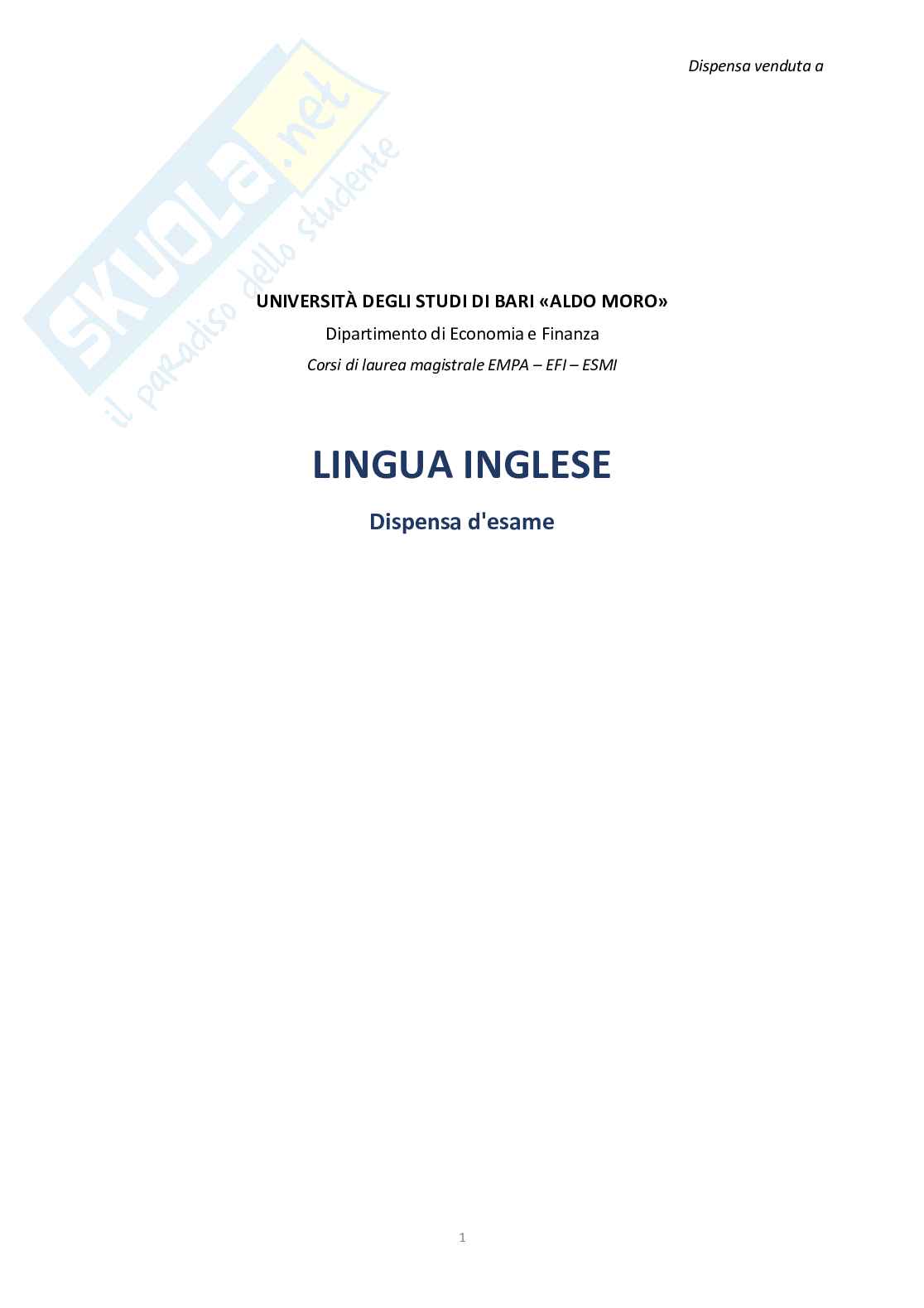 Appunti Lingua Inglese Magistrale - (A.A. 2025/2026) Pag. 1