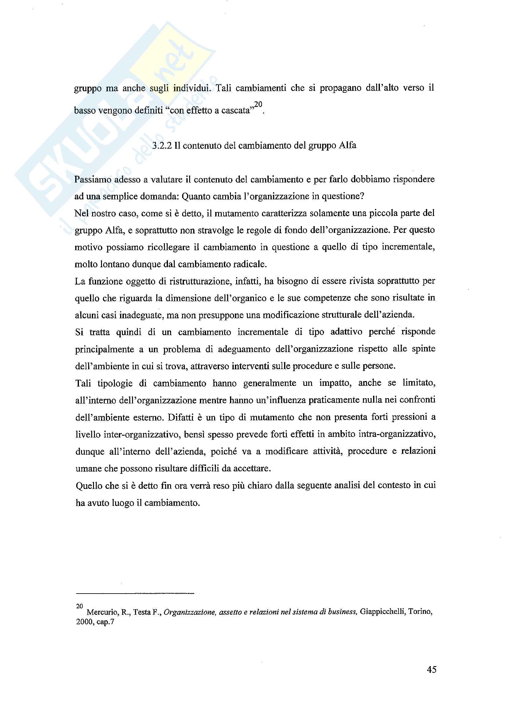 Tesi - Il cambiamento organizzativo e le risorse umane. il caso di una società di gestione aeroportuale Pag. 46