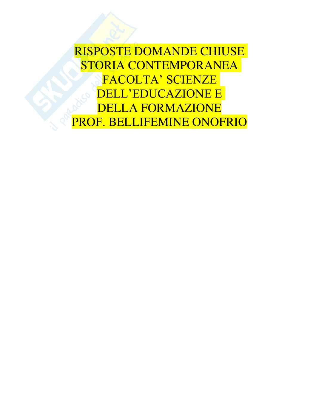 Risposte domande chiuse Storia contemporanea aggiornate 2026  Pag. 1