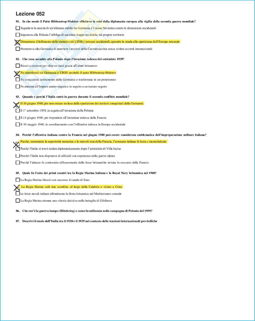 Risposte domande chiuse Storia contemporanea aggiornate 2026  Pag. 61
