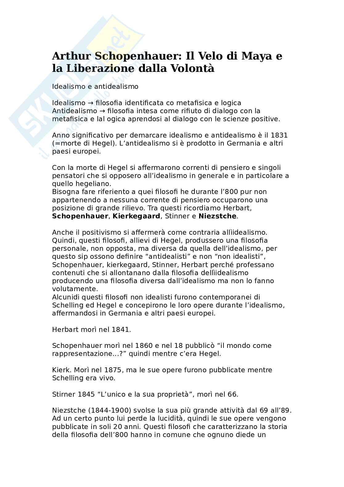 Arthur Schopenhauer: Il velo di Maya e la liberazione dalla volontà Pag. 1