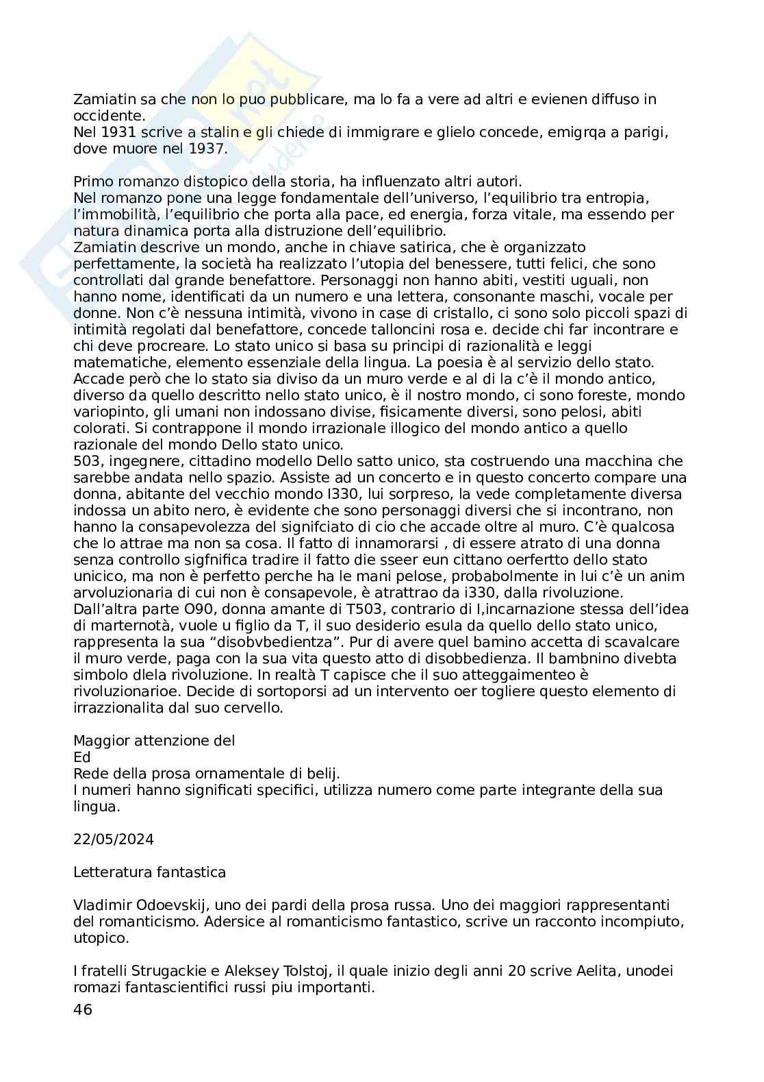 Letteratura russa 2 Pag. 46
