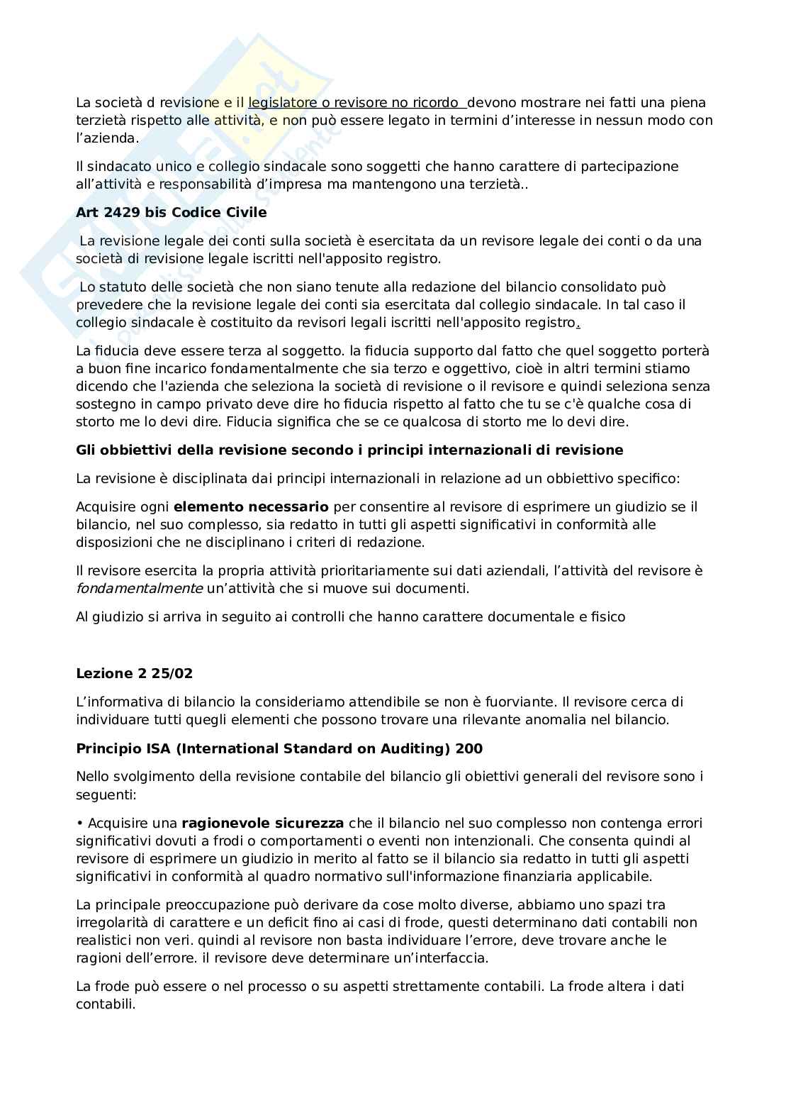 Appunti di Revisione aziendale Pag. 2