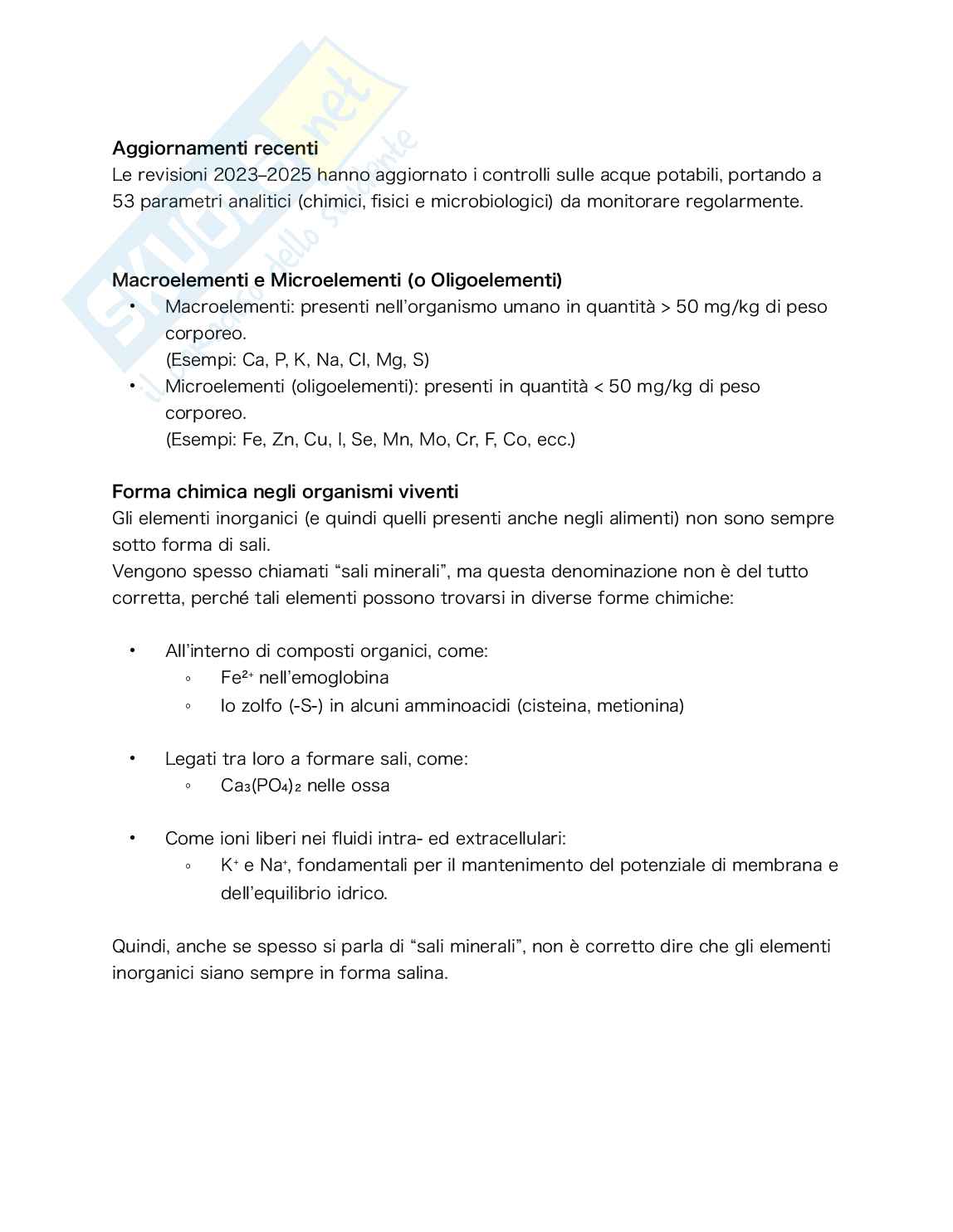 Chimica e normativa dei prodotti alimentari - elementi inorganici Pag. 11