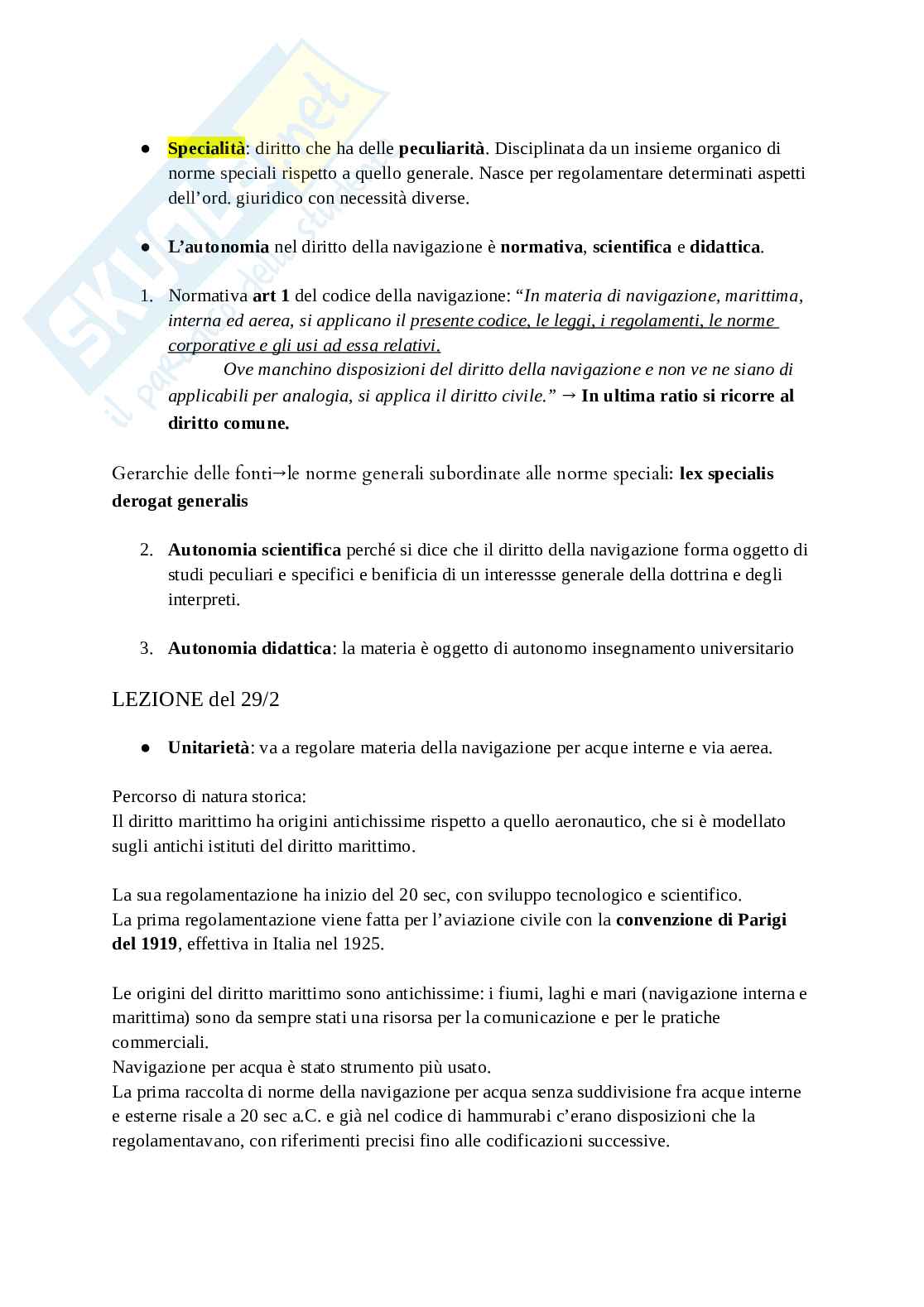 Appunti lezioni Diritto della navigazione e dei trasporti Pag. 2