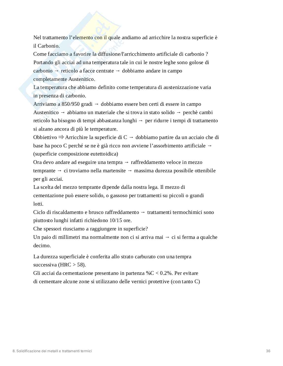 Solidificazione dei metalli e trattamenti termici Pag. 36