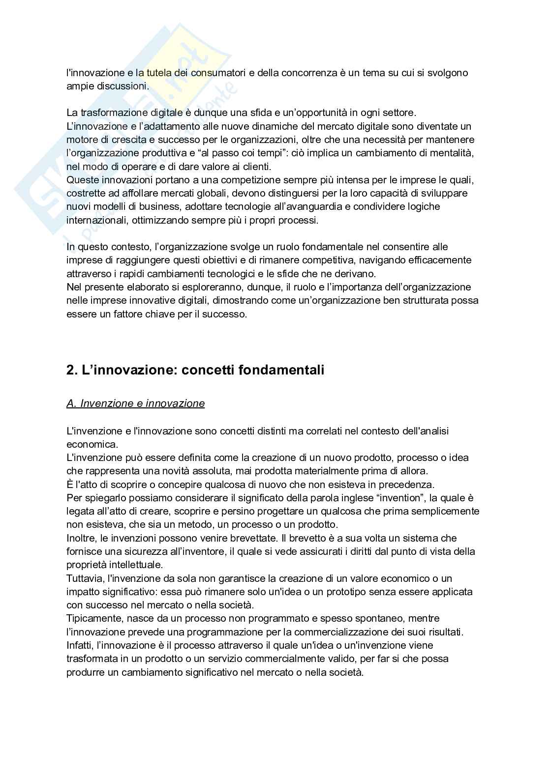 Testo prodotto per l’esame di Economia digitale e dell'innovazione: il ruolo e l’importanza dell’organizzazione nelle imprese innovative digitali Pag. 2