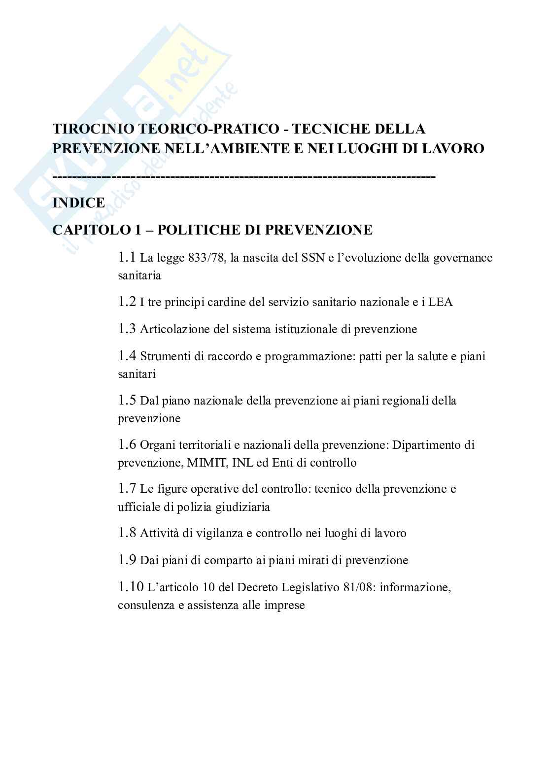 Tirocinio 2 - Politiche di prevenzione Pag. 1