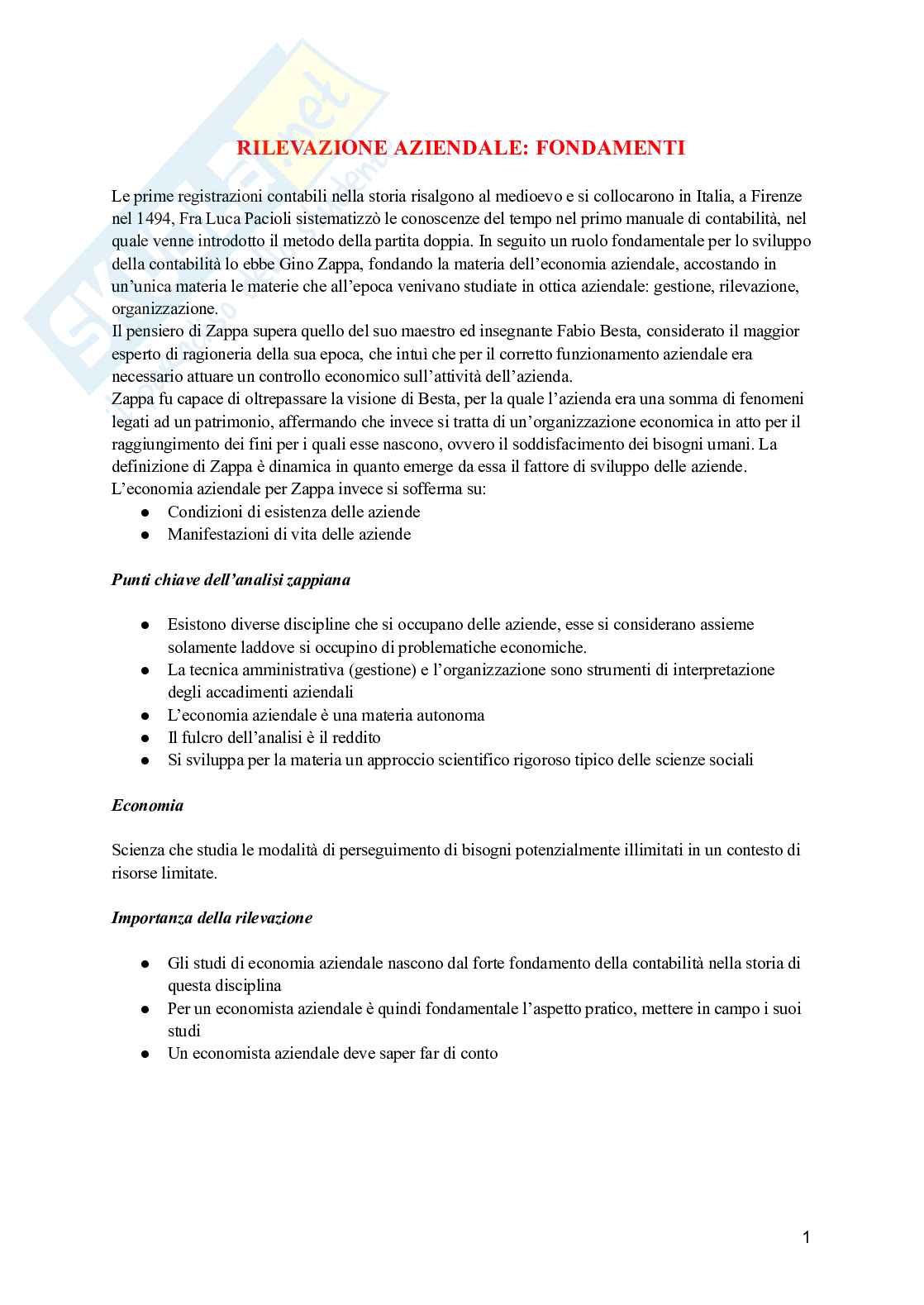 Economia aziendale Pag. 1