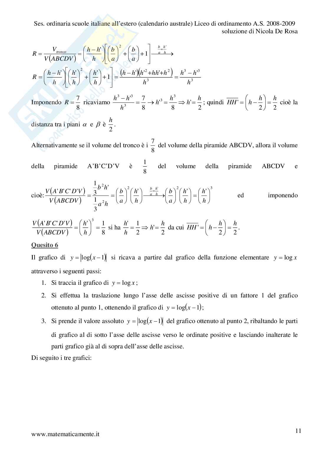 2009. Sessione ordinaria scuole italiane all'estero, calendario australe, liceo di ordinamento Pag. 11