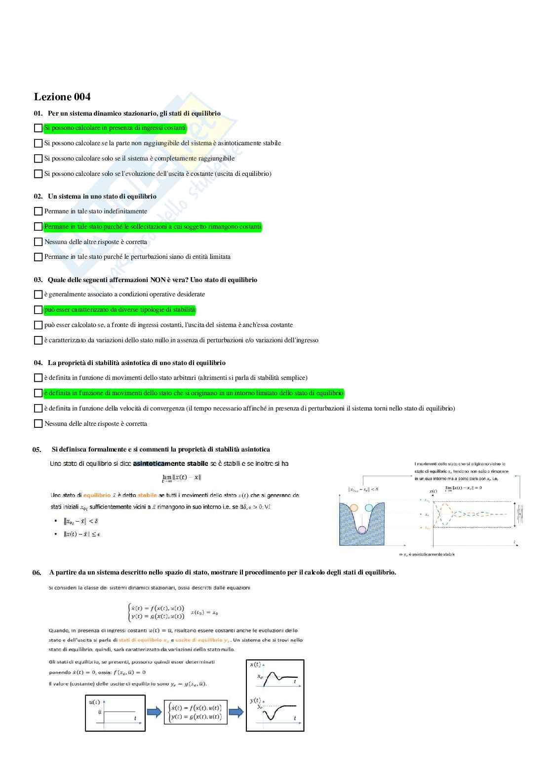 Paniere completo di Fondamenti di automatica (2025) - Risposte multiple e aperte Pag. 6