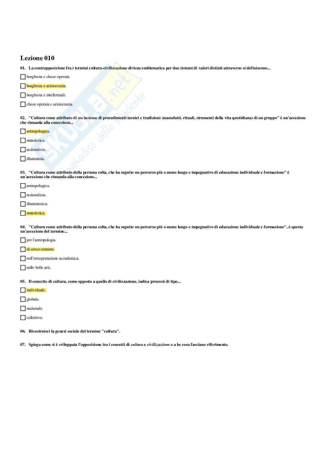 Paniere Fondamenti di Sociologia del corpo e del benessere (2026) - Risposte multiple corrette Pag. 11