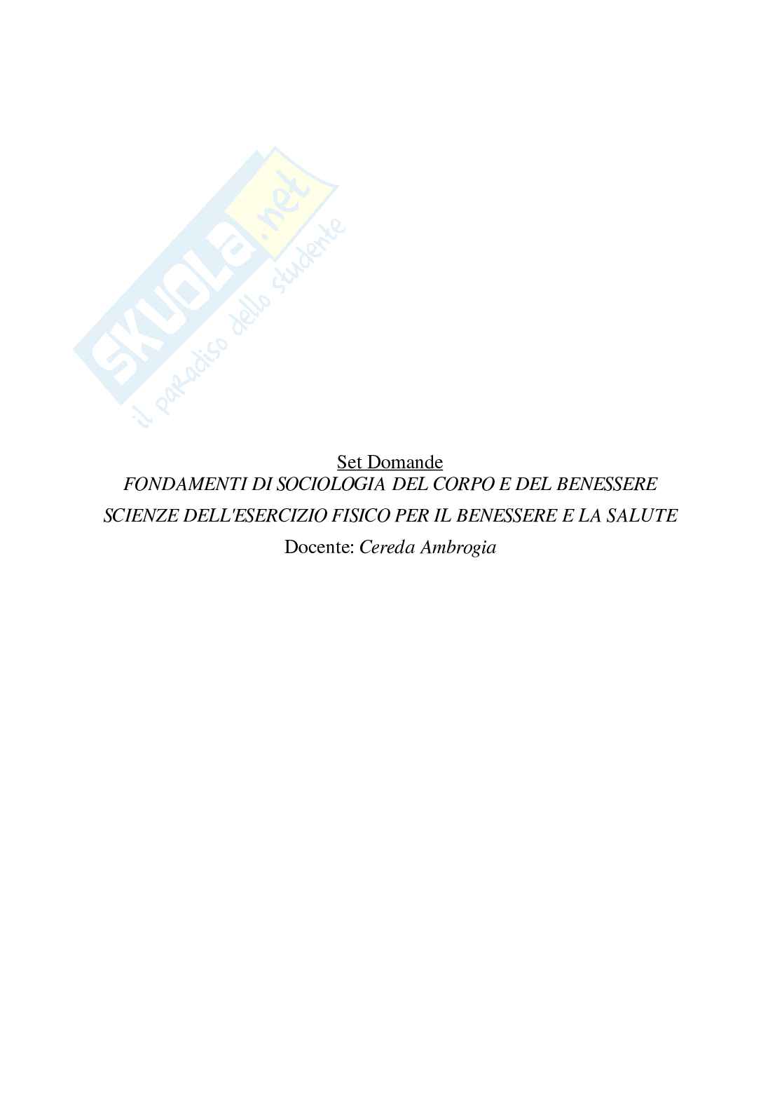 Paniere Fondamenti di Sociologia del corpo e del benessere (2026) - Risposte multiple corrette Pag. 2