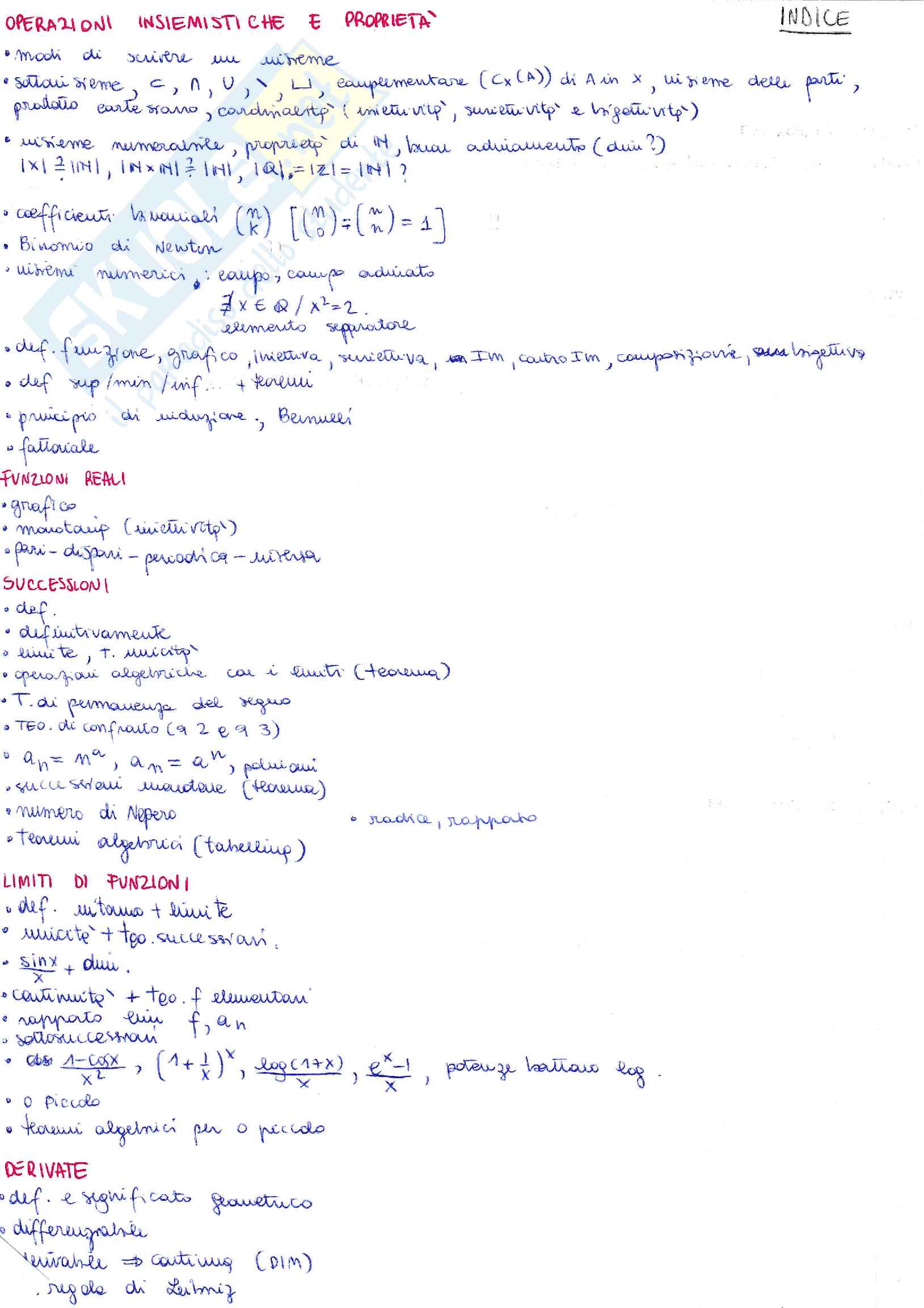 Analisi 1 - riassunti sintetici per orale e formulario Pag. 11