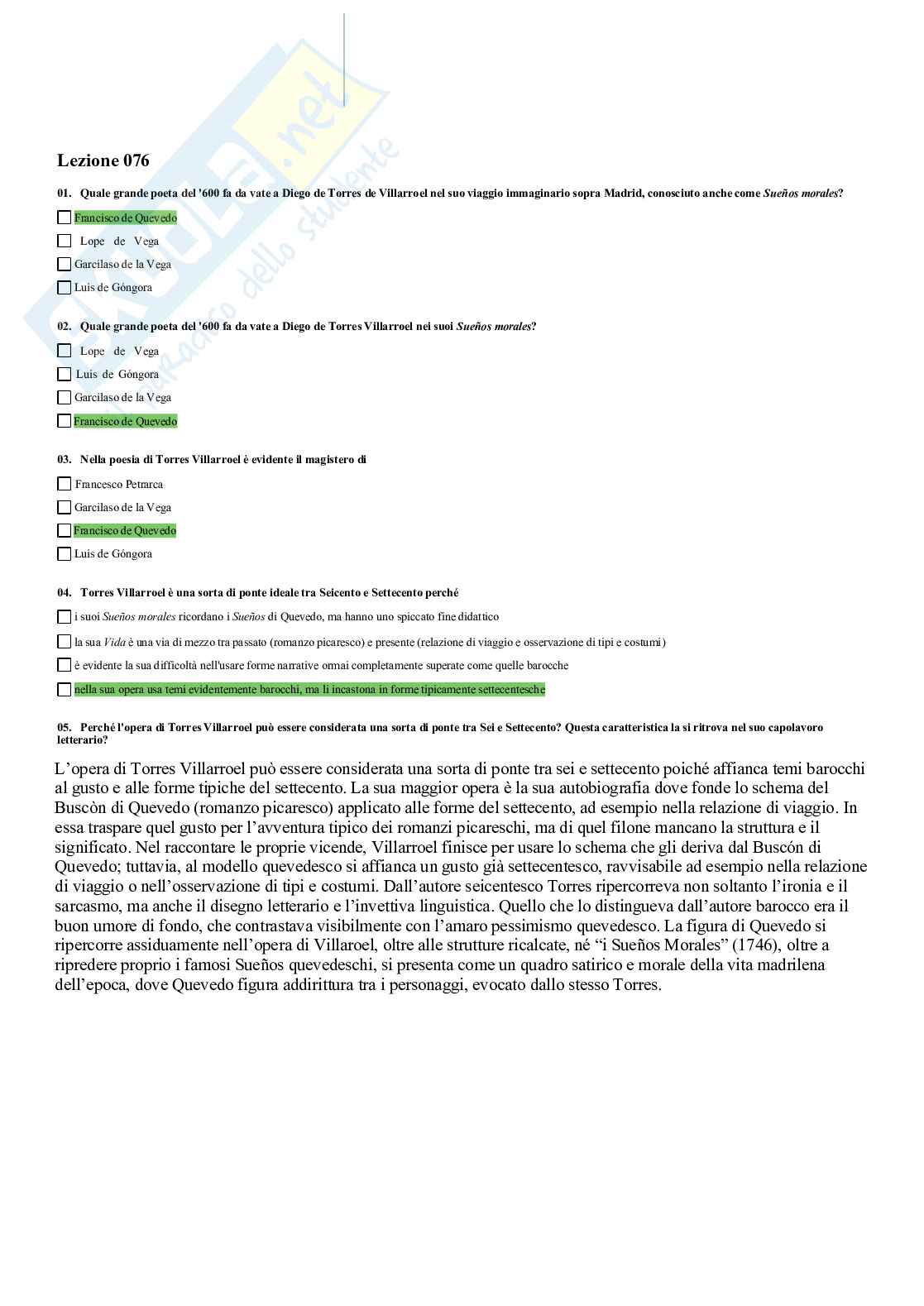 Paniere di Letteratura spagnola 2 con multiple + aperte - 2025 Pag. 81