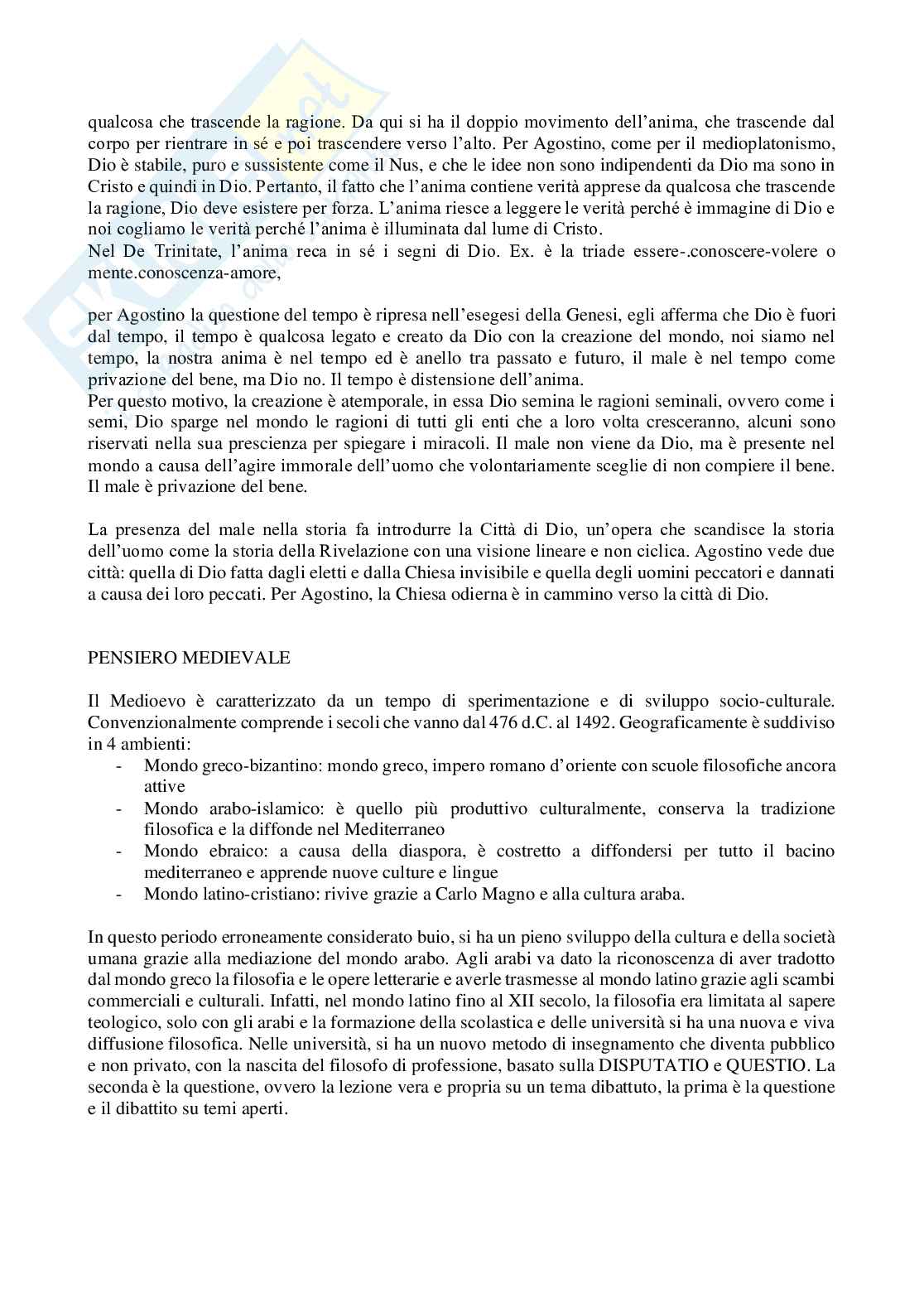 Riassunto esame Storia della filosofia medievale, Prof. Martinelli Enzo, libro consigliato I mondi della filosofia, Porro, Esposito Pag. 2