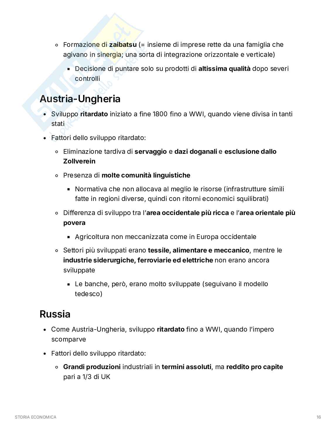 Appunti di Storia economica: dalla Rivoluzione agraria all'Unione Europea Pag. 16
